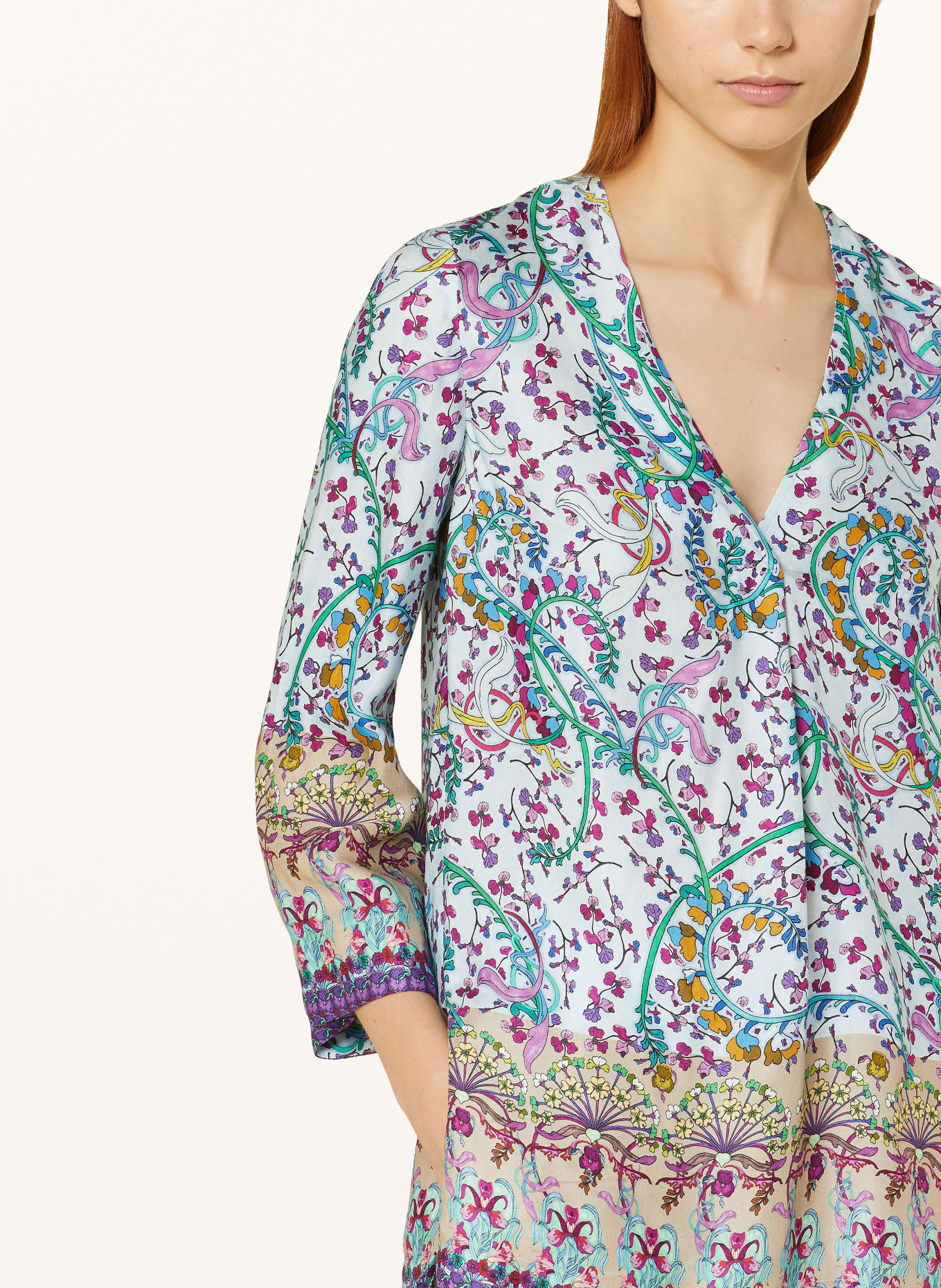 RIANI Shirt blouse with 3/4 sleeves, Color: LIGHT BLUE/ PURPLE/ GREEN (Image 4)