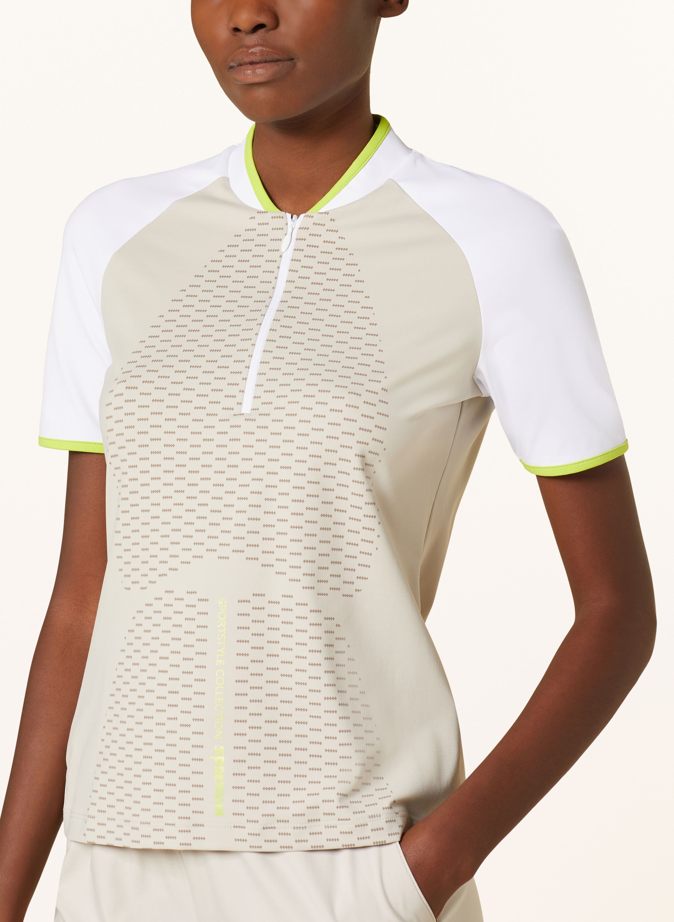 SPORTALM Performance polo shirt, Color: LIGHT GRAY/ WHITE/ NEON GREEN (Image 4)