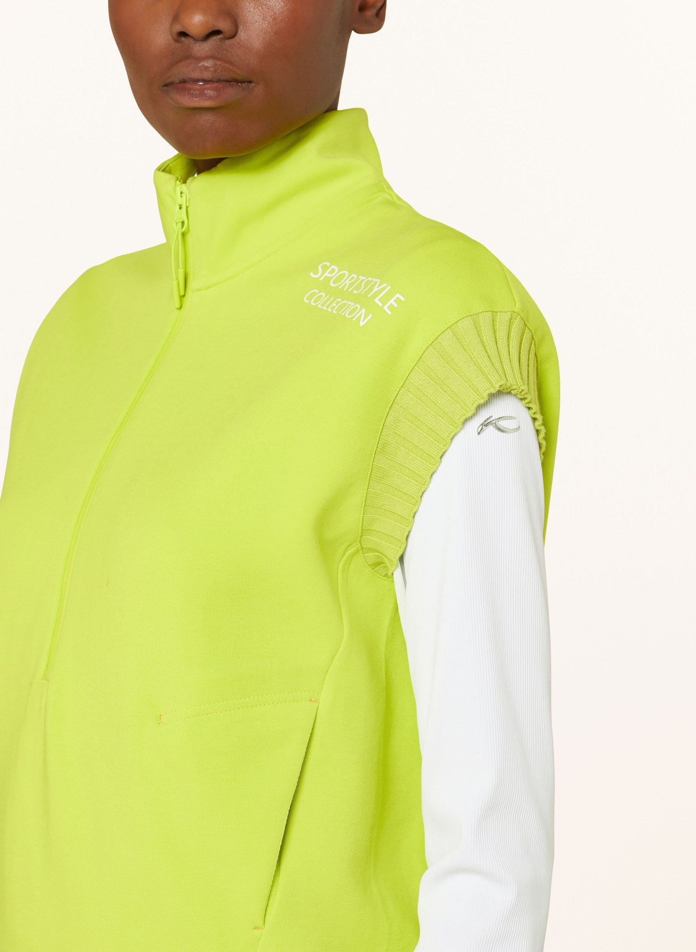 SPORTALM Jersey sweater vest, Color: NEON GREEN/ LIGHT ORANGE/ WHITE (Image 4)