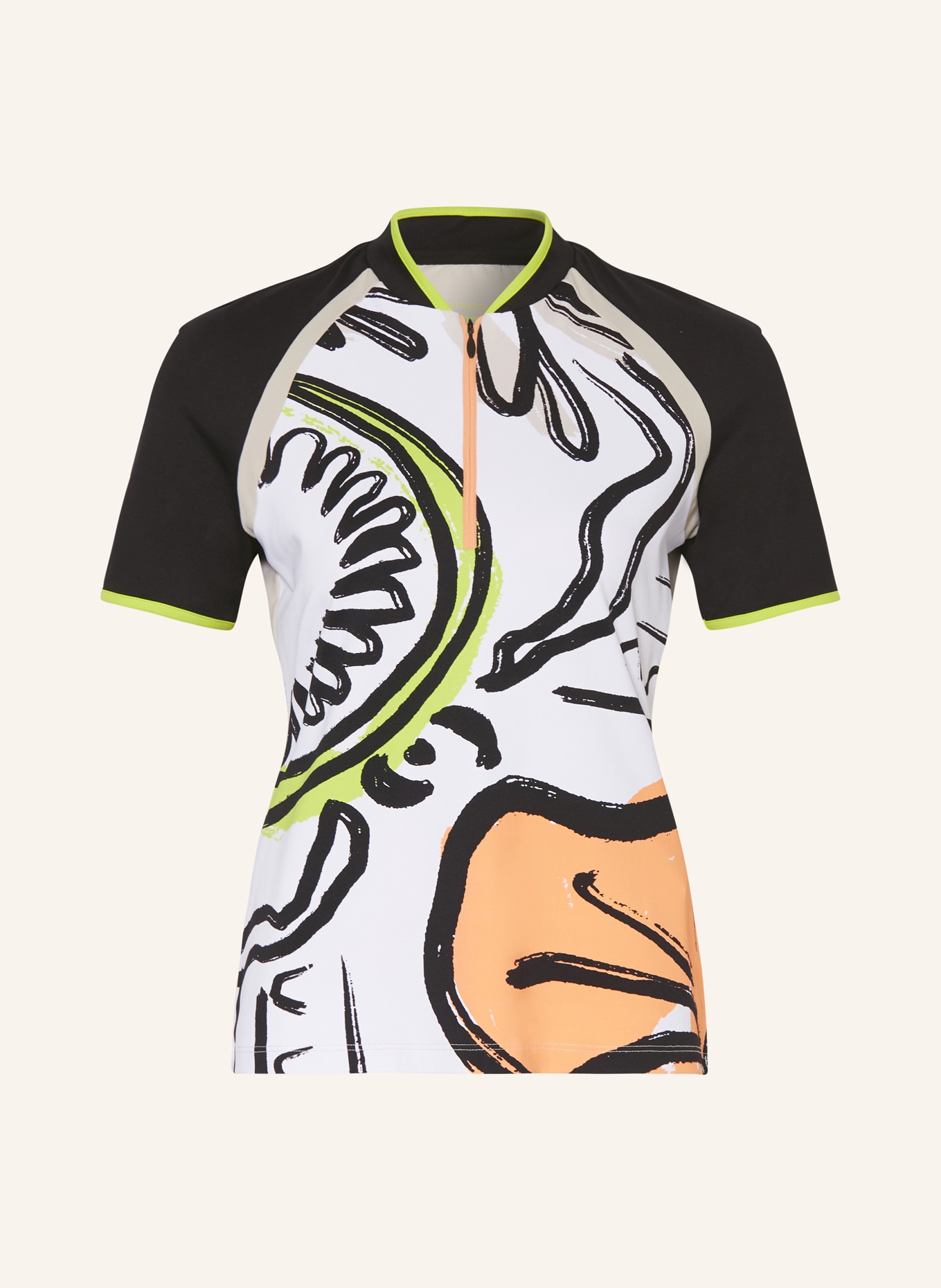 SPORTALM Performance polo shirt, Color: BLACK/ WHITE/ ORANGE (Image 1)