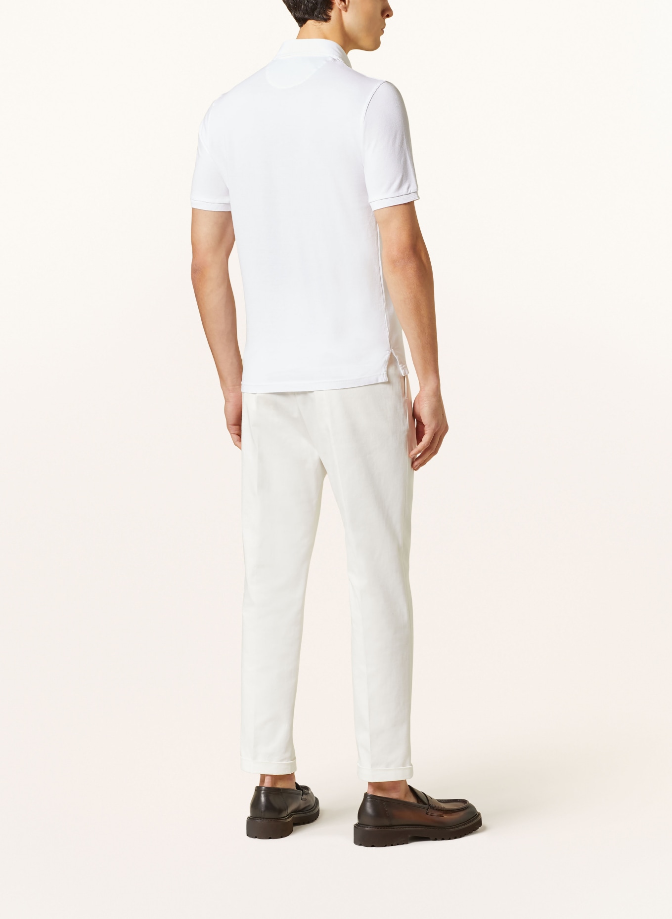 FEDELI Piqué polo shirt extra slim fit, Color: WHITE (Image 3)