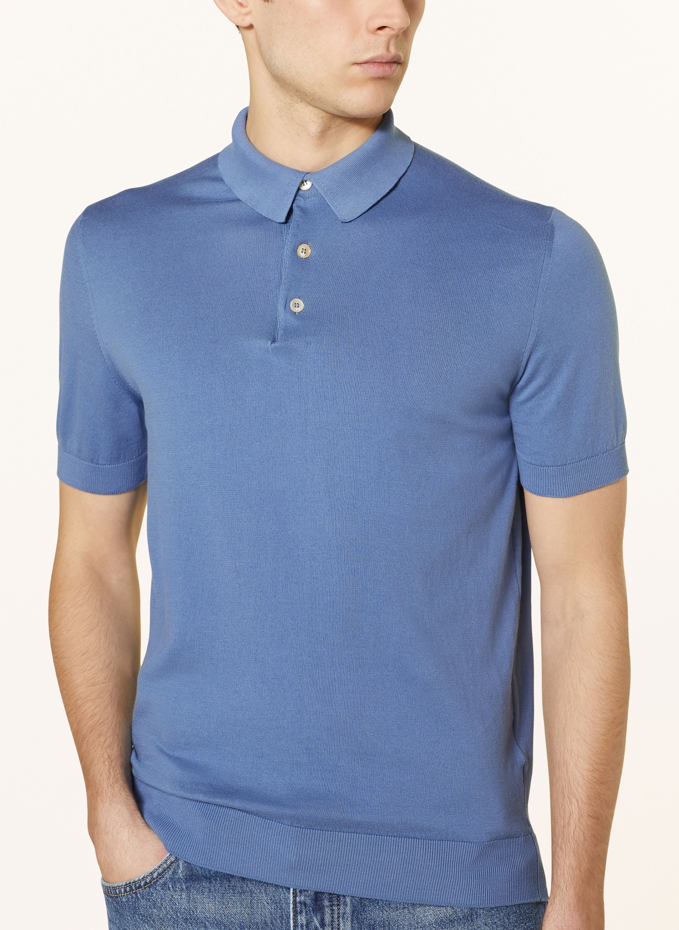 FEDELI Strick-Poloshirt, Farbe: BLAU (Bild 4)