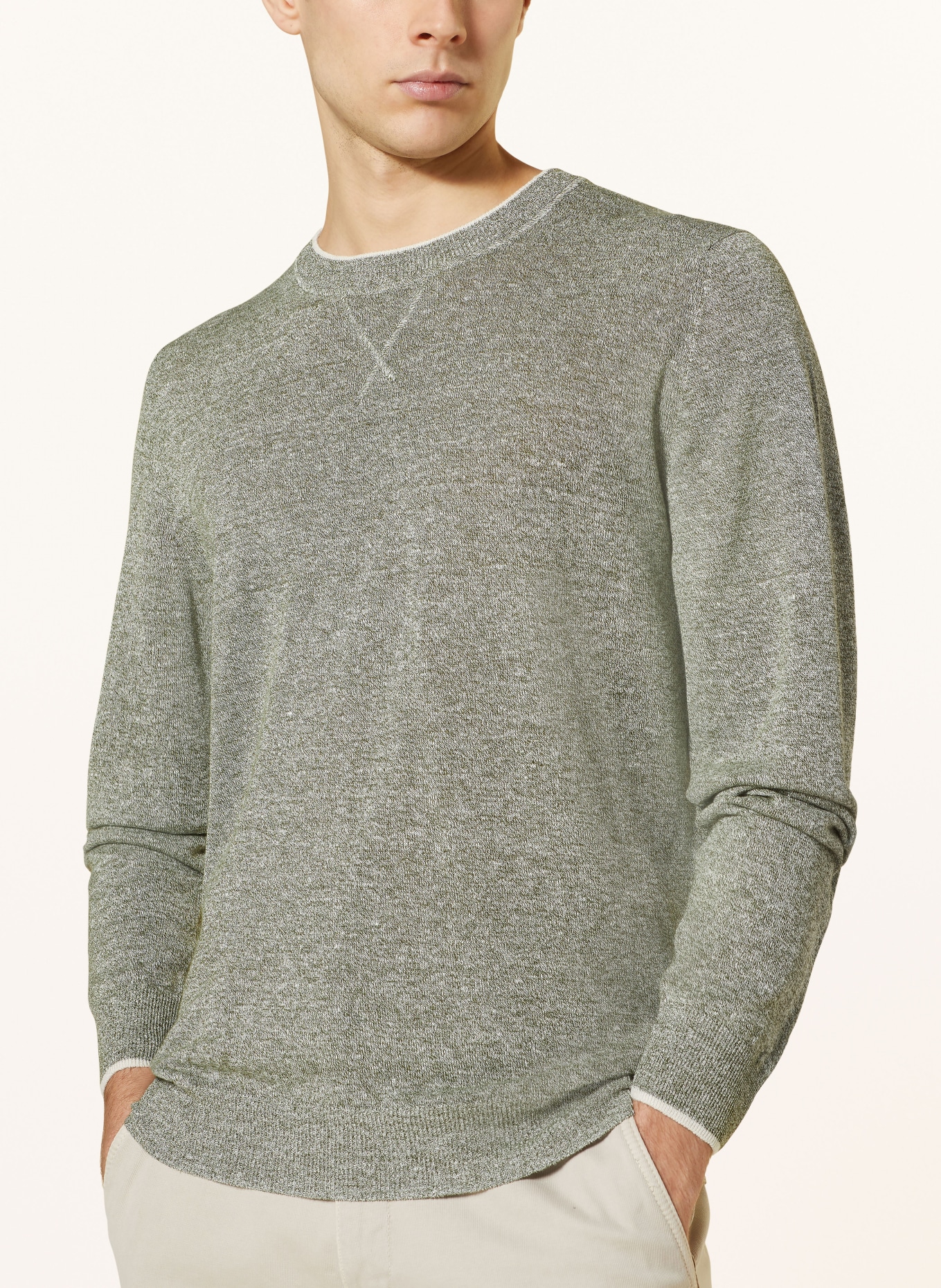 FEDELI Pullover mit Leinen, Farbe: OLIV (Bild 4)