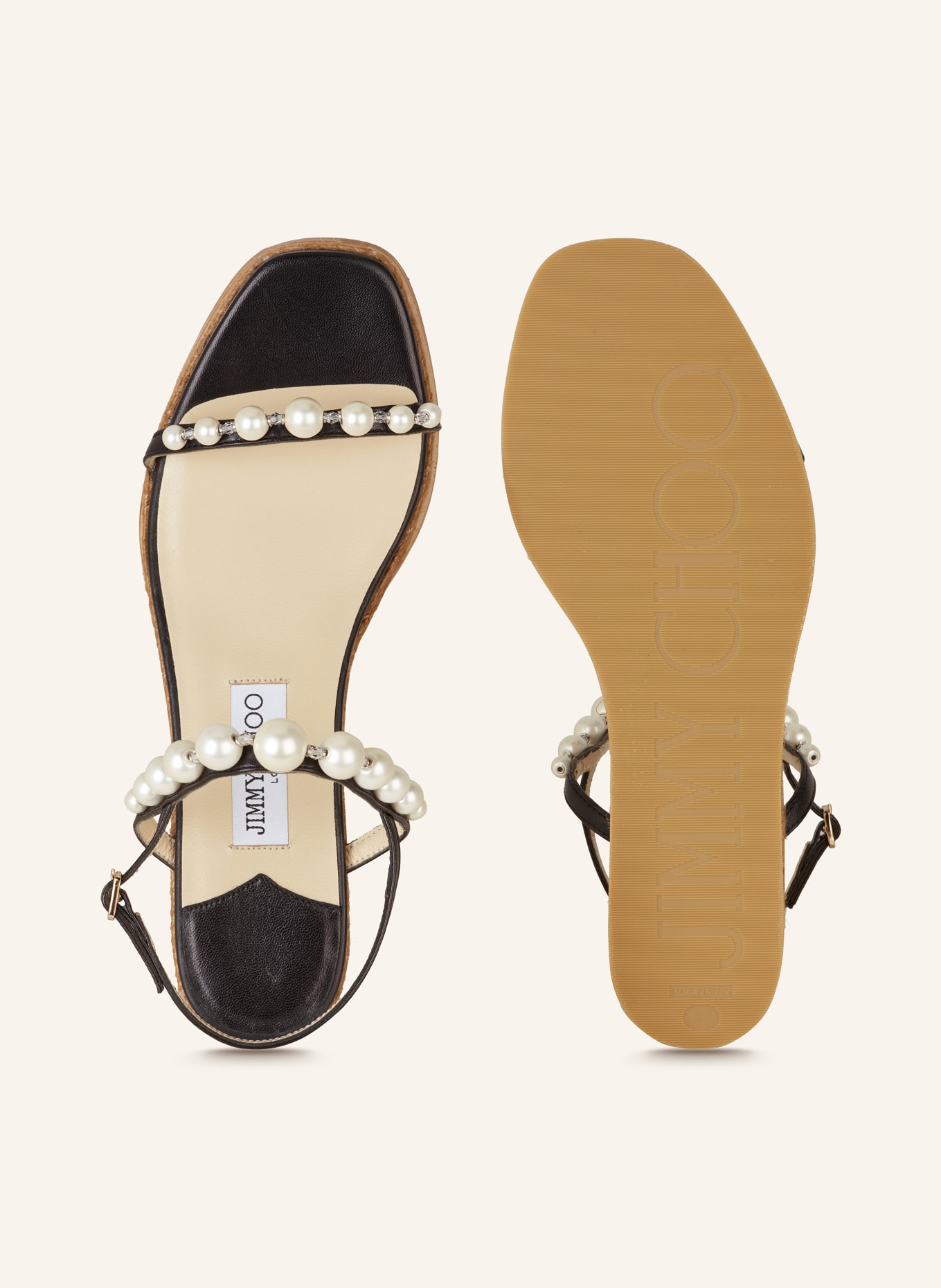 JIMMY CHOO Wedges AMATUUS 60 with decorative beads, Color: BLACK/ WHITE (Image 5)