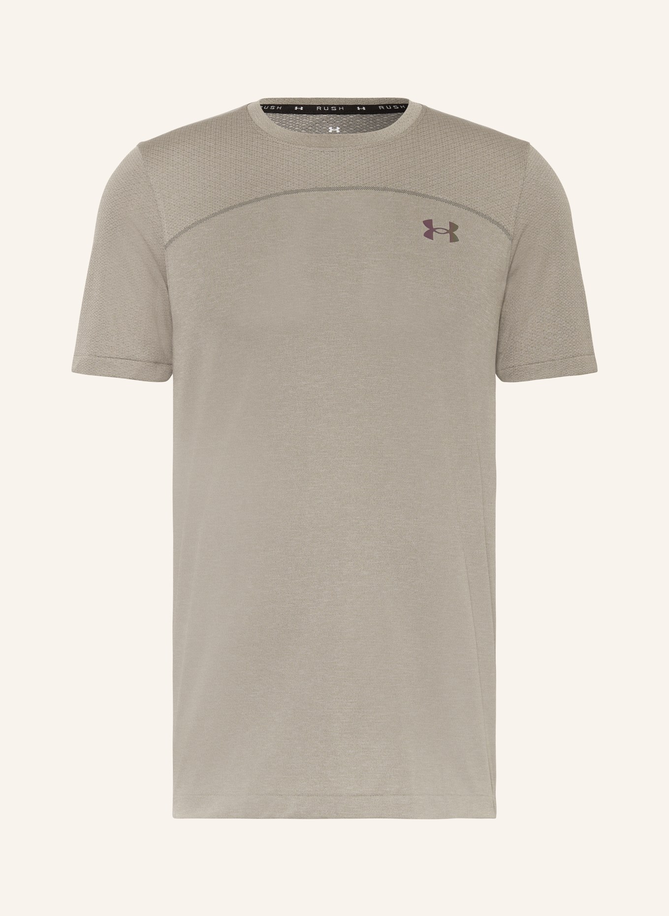 UNDER ARMOUR T-Shirt UA RUSH™ SEAMLESS WORDMARK, Farbe: TAUPE (Bild 1)
