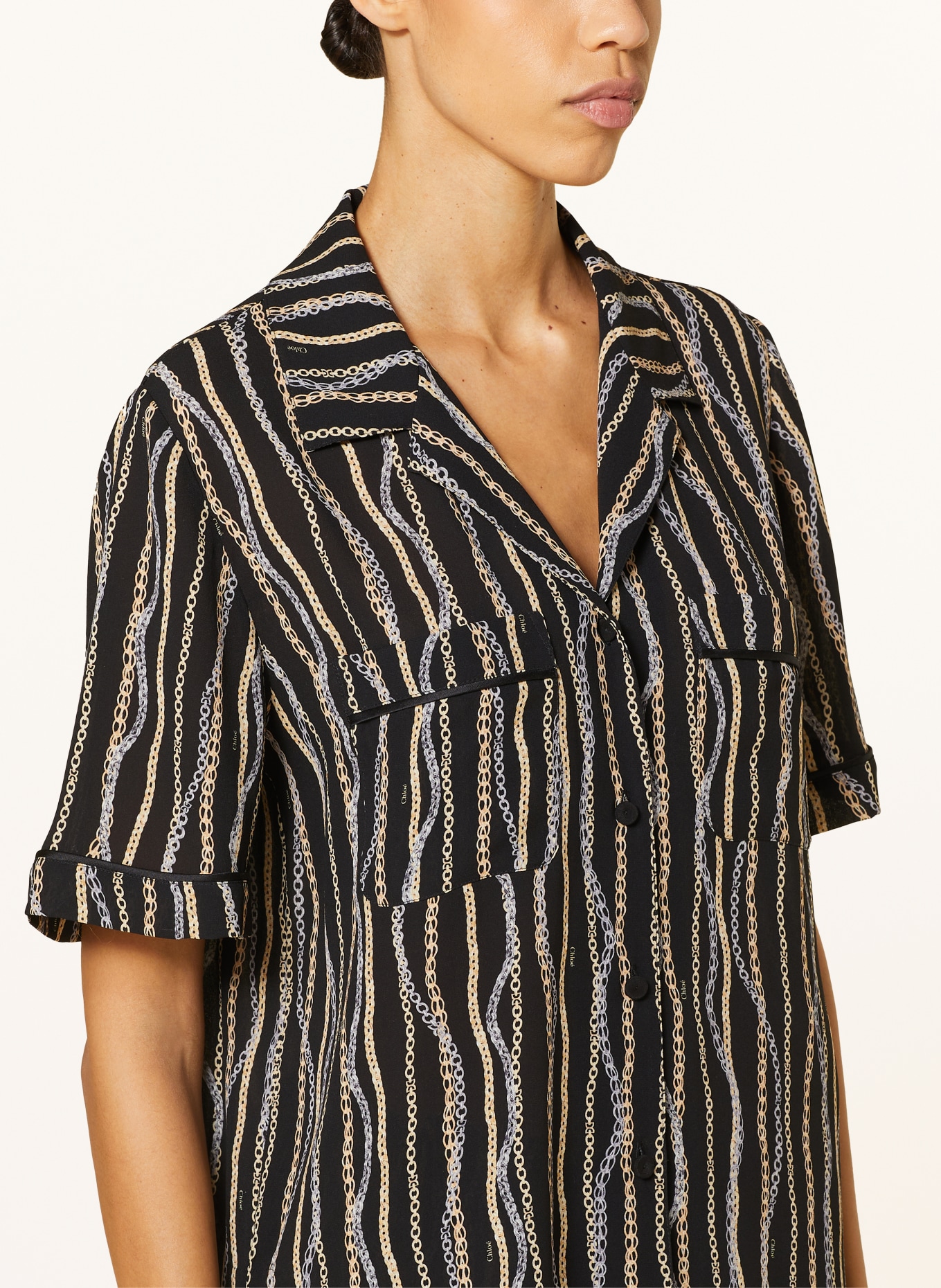 Chloé Silk blouse, Color: BLACK/ LIGHT YELLOW/ LIGHT BLUE (Image 4)