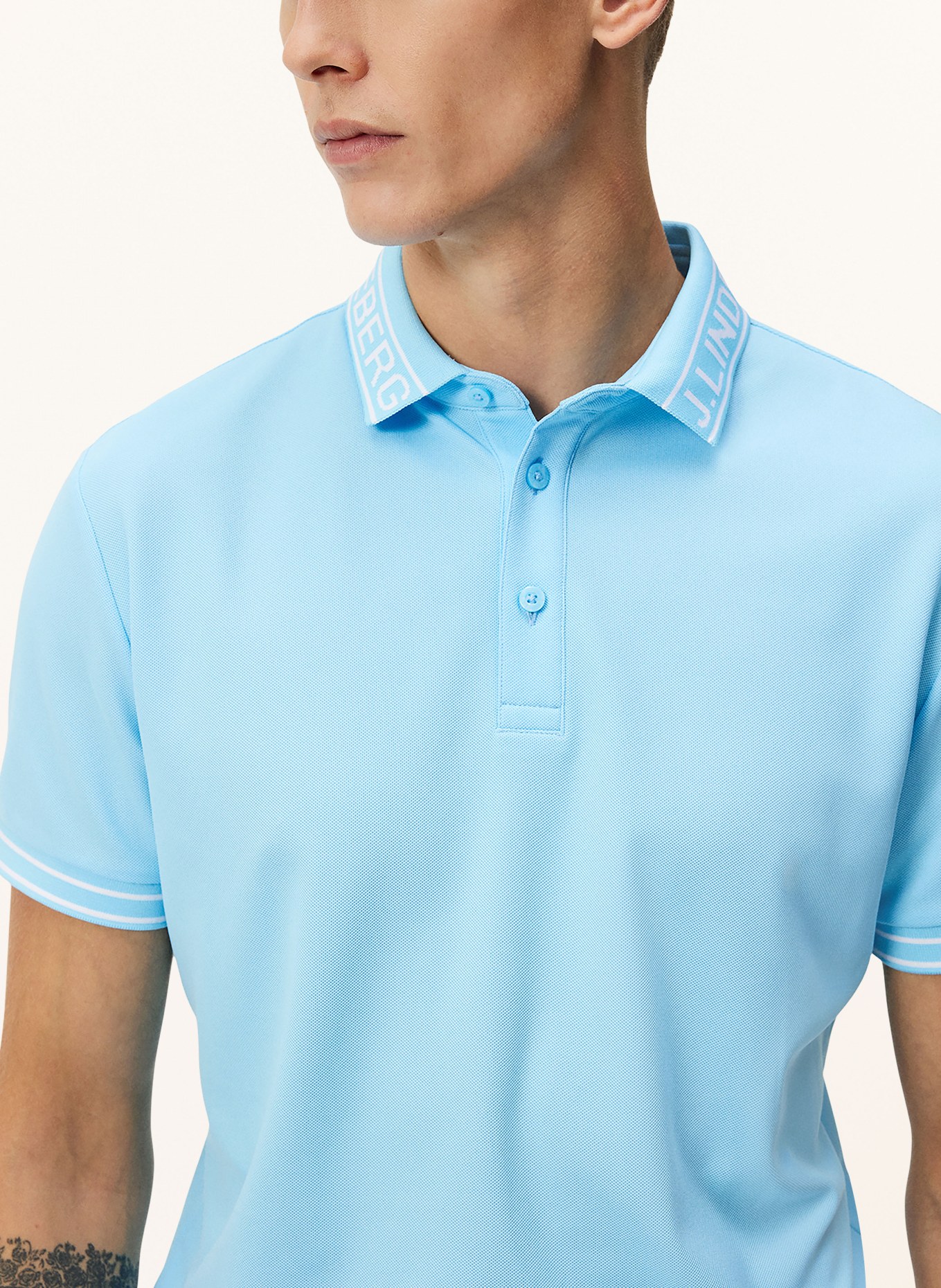J.LINDEBERG Piqué polo shirt AUSTIN, Color: LIGHT BLUE (Image 4)