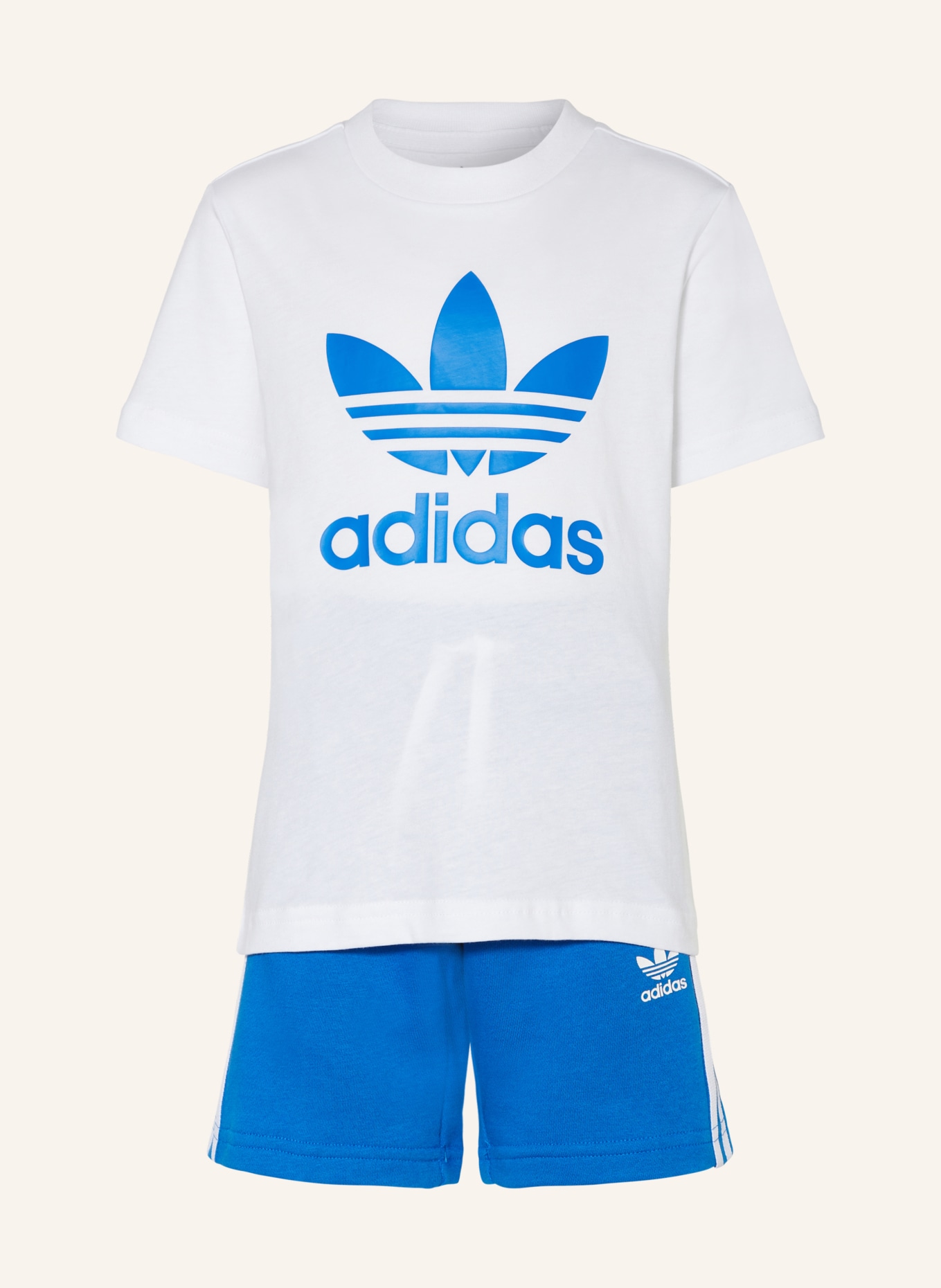 adidas Originals Sada ADICOLOR: tričko a šortky z mikinové látky, Barva: BÍLÁ/ MODRÁ (Obrázek 1)