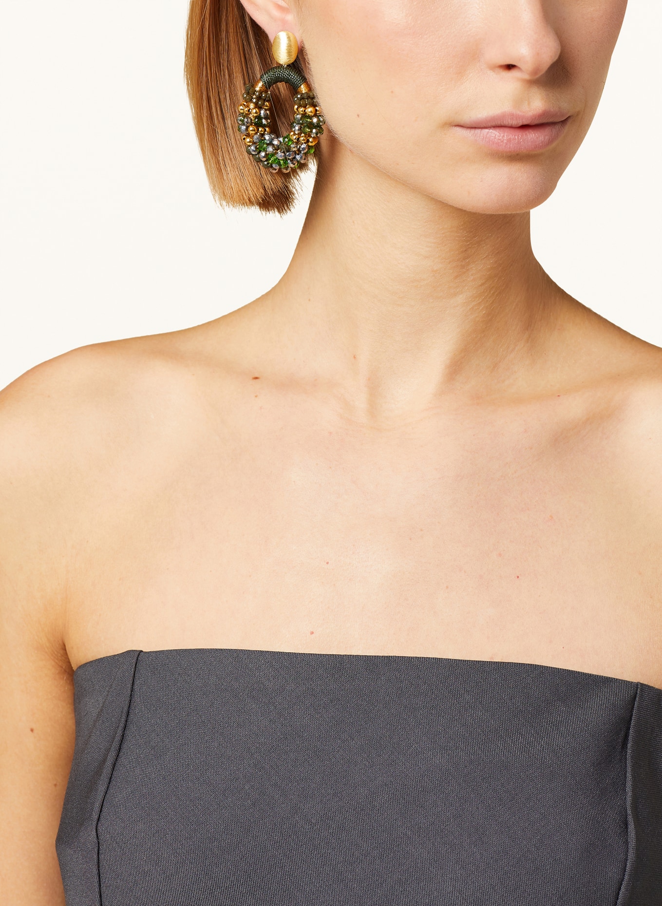 LOTT.gioielli Earrings VIV COMBI OVAL M, Color: GOLD/ DARK GREEN (Image 3)