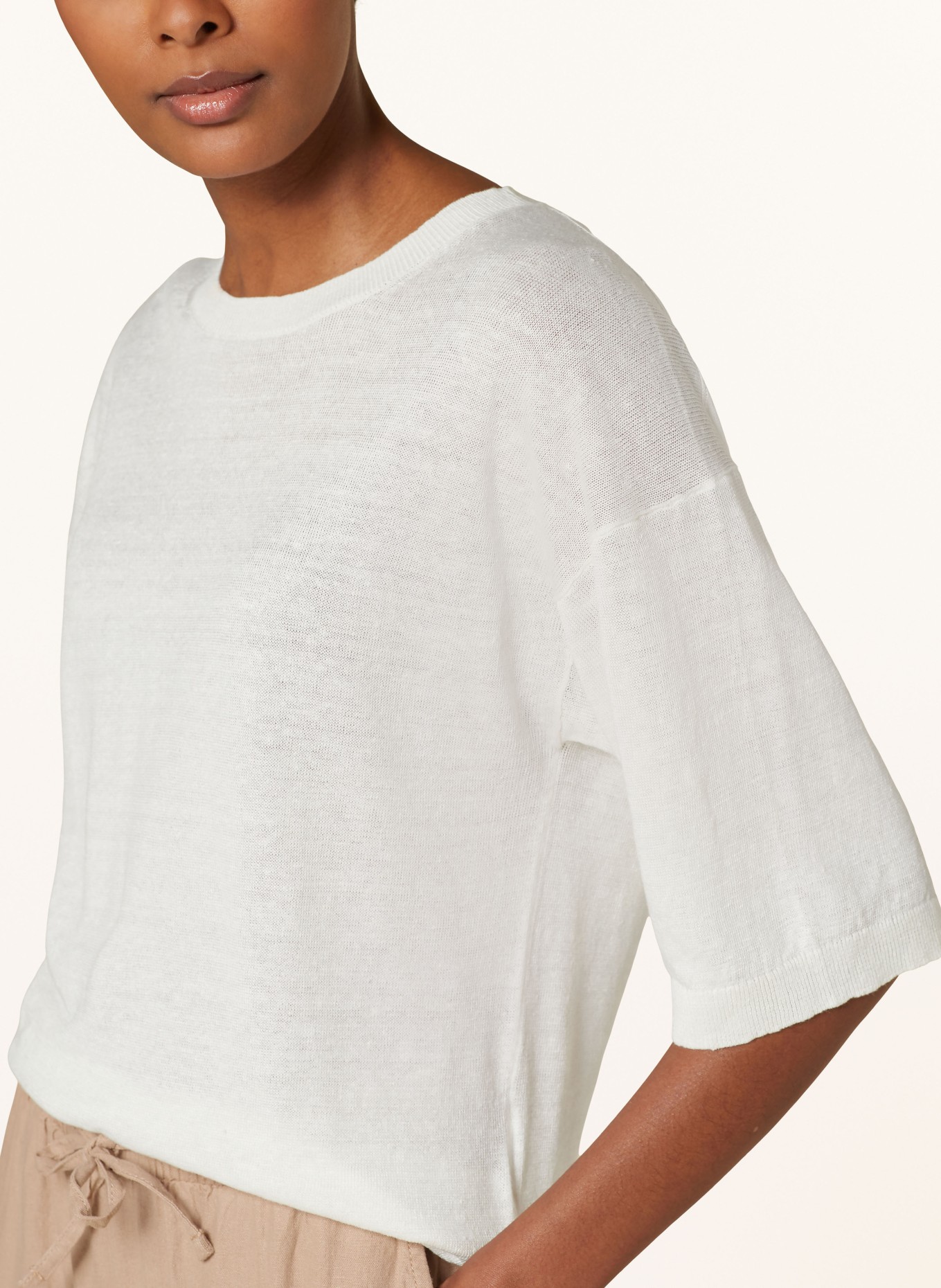darling harbour Knit shirt made of linen with 3/4 sleeves, Color: OFFWHITE (Image 4)
