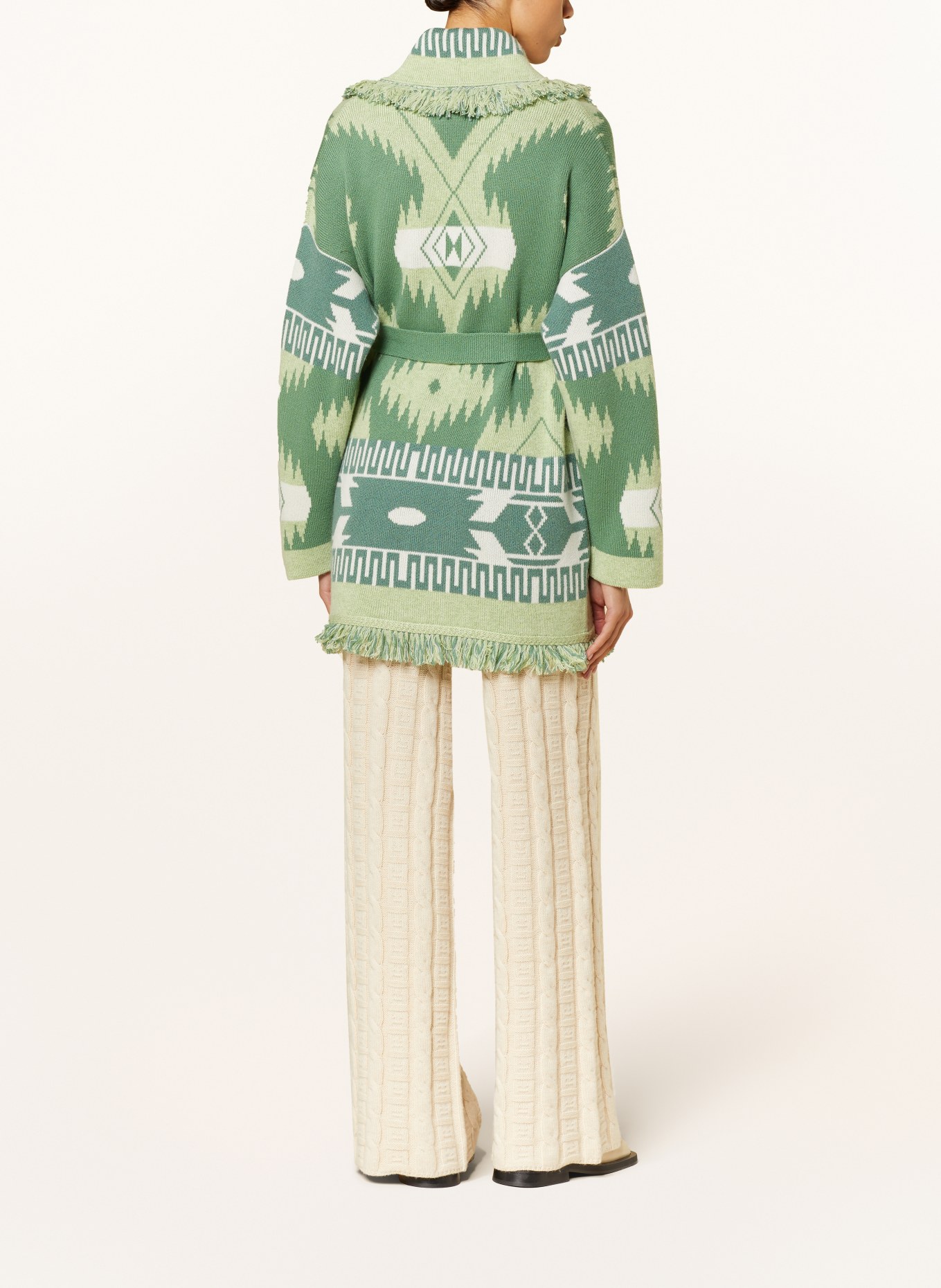 ALANUi Knit cardigan ICON made of cashmere, Color: GREEN/ LIGHT GREEN/ WHITE (Image 3)