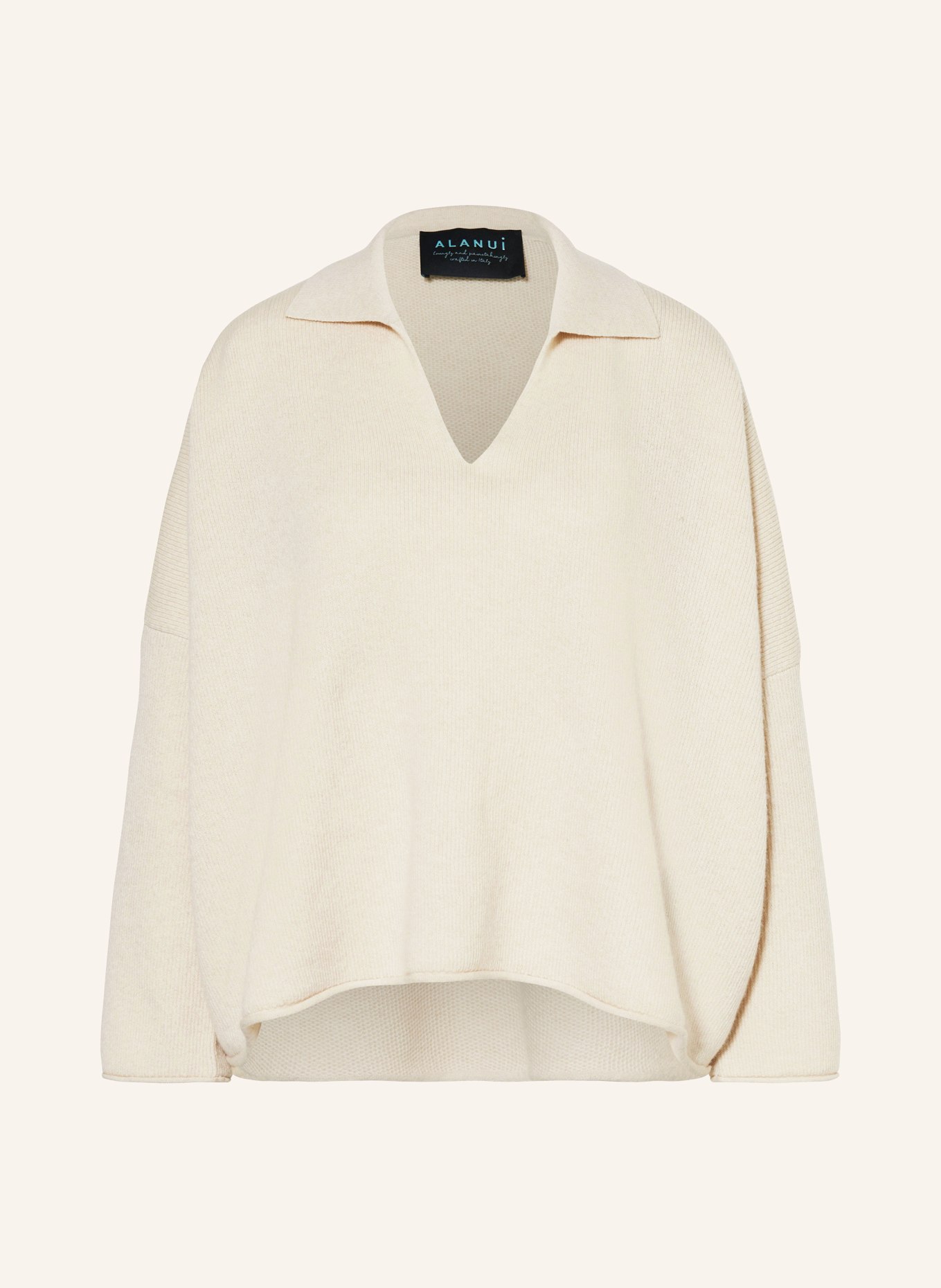 ALANUi Sweater “A” FINEST KNIT POLO with cashmere, Color: CREAM (Image 1)
