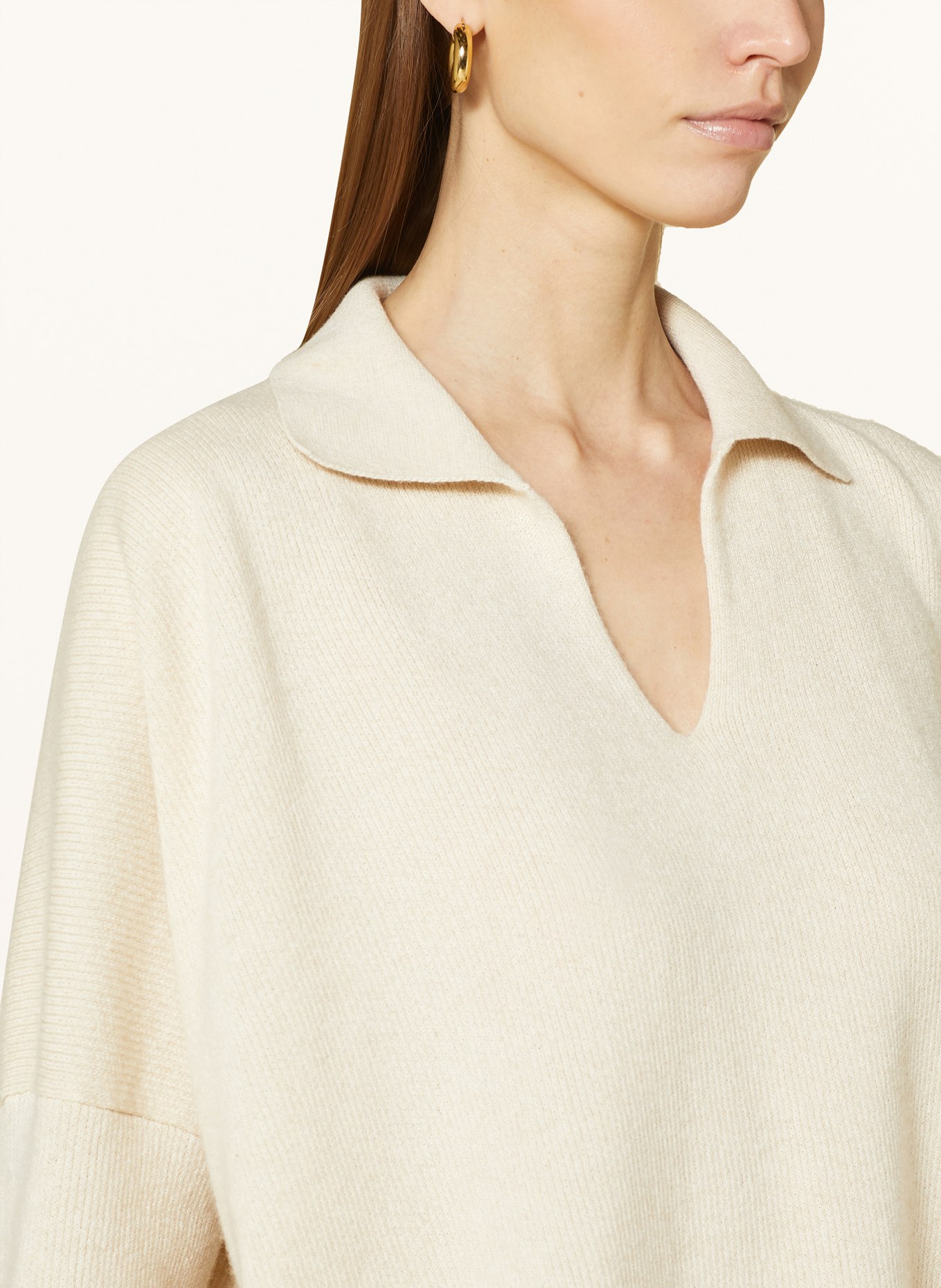 ALANUi Sweater “A” FINEST KNIT POLO with cashmere, Color: CREAM (Image 4)