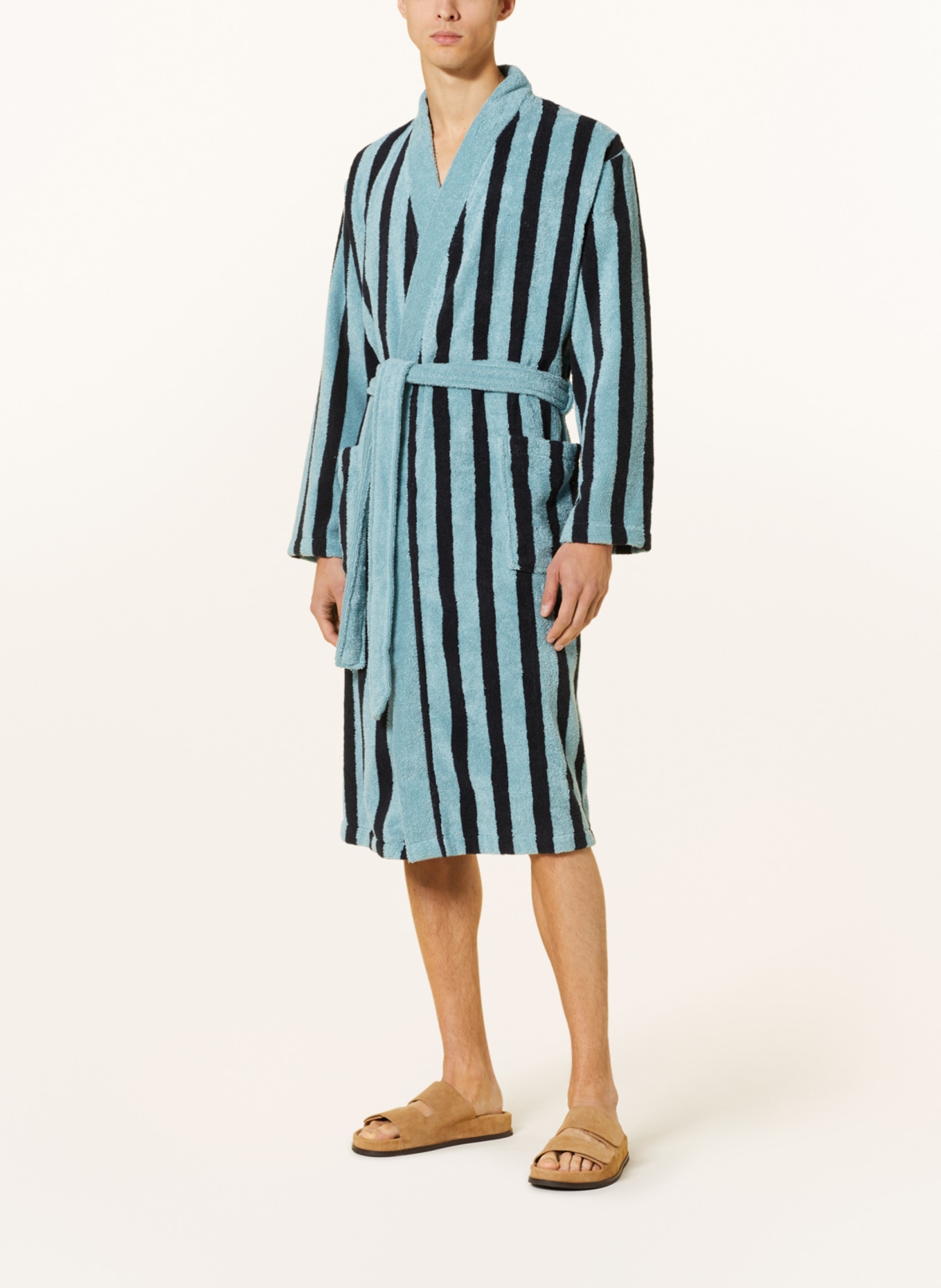 Marc O'Polo Men’s bathrobe, Color: BLACK/ TURQUOISE (Image 2)
