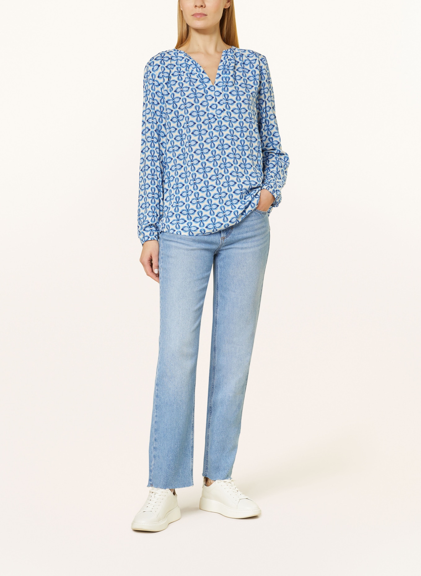 CARTOON Shirt blouse, Color: WHITE/ BLUE/ DARK BLUE (Image 2)