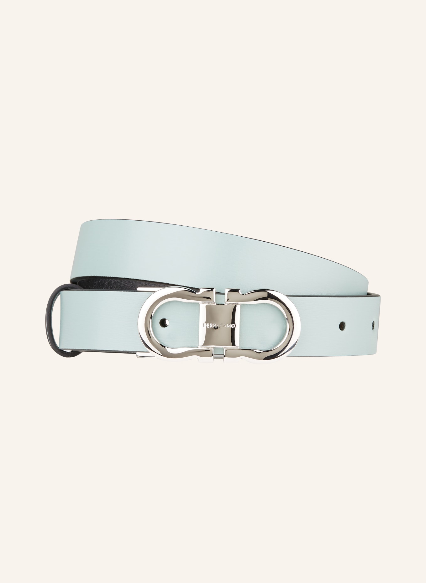 White and silver ferragamo belt discount