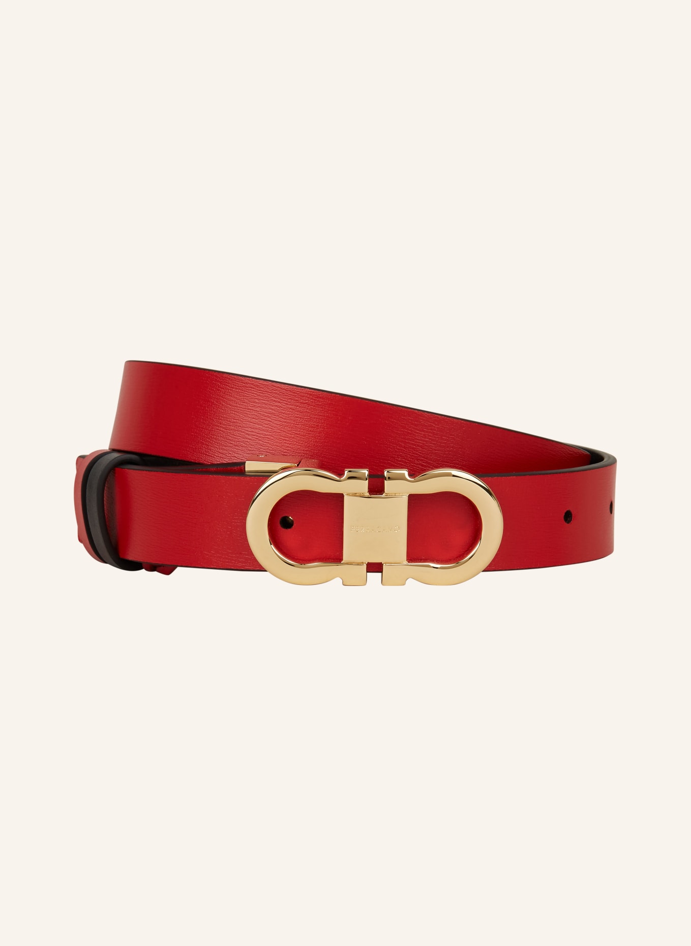 FERRAGAMO Reversible leather belt, Color: BLACK/ RED (Image 2)