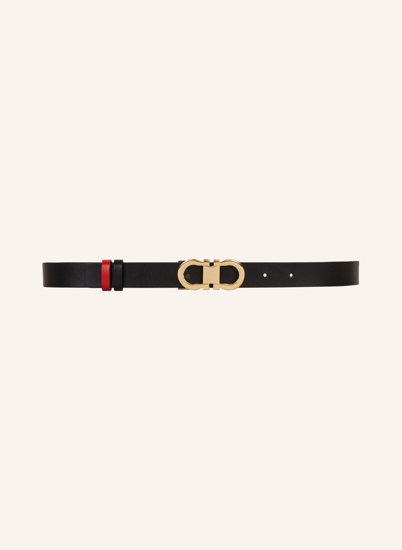 FERRAGAMO Reversible leather belt, Color: BLACK/ RED (Image 3)
