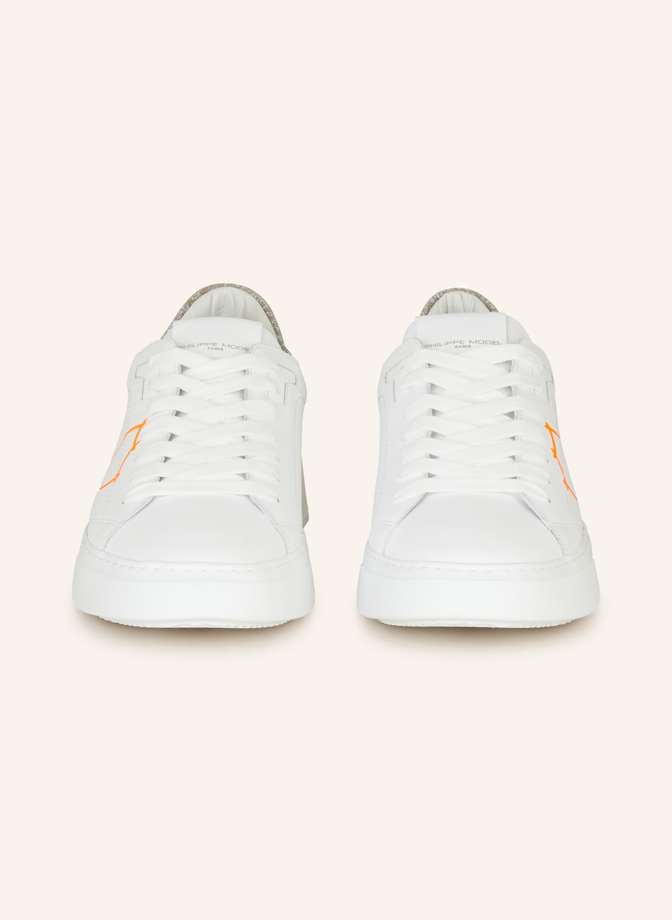 PHILIPPE MODEL Sneakers TEMPLE LOW, Color: WHITE/ NEON ORANGE/ GRAY (Image 3)
