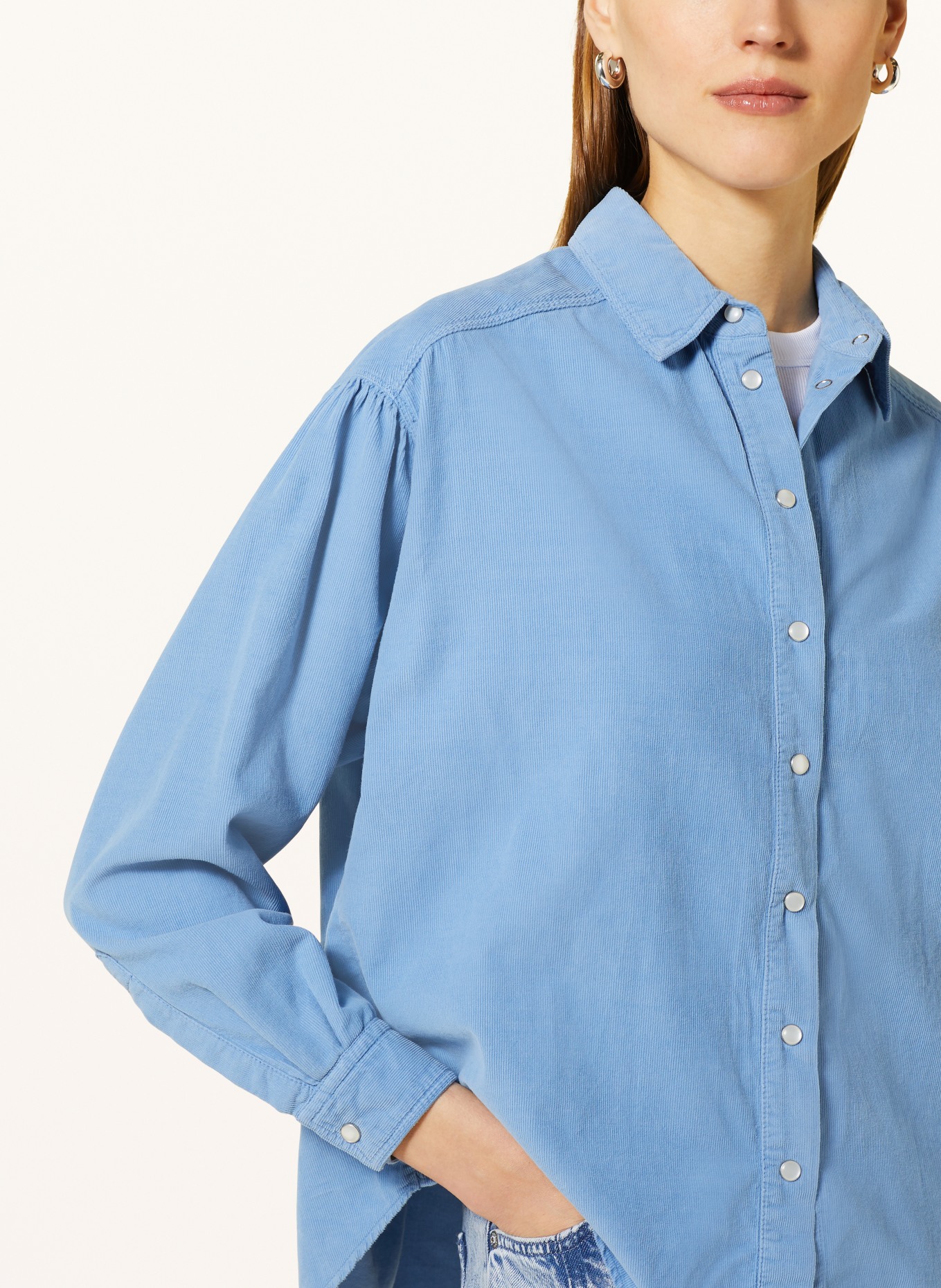 BOSS Shirt blouse BLUMA made of corduroy, Color: BLUE (Image 4)