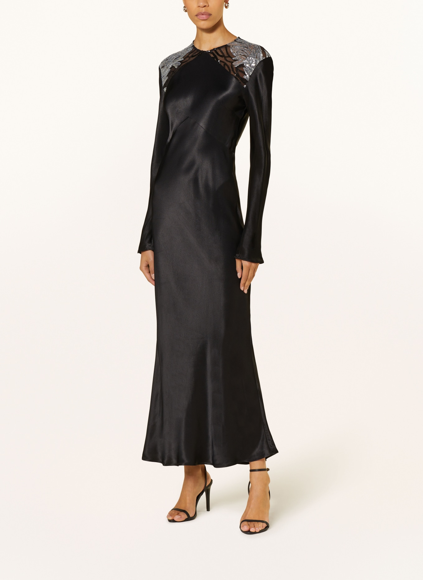 ENVELOPE 1976 Satin dress with sequins, Color: BLACK/ SILVER (Image 2)