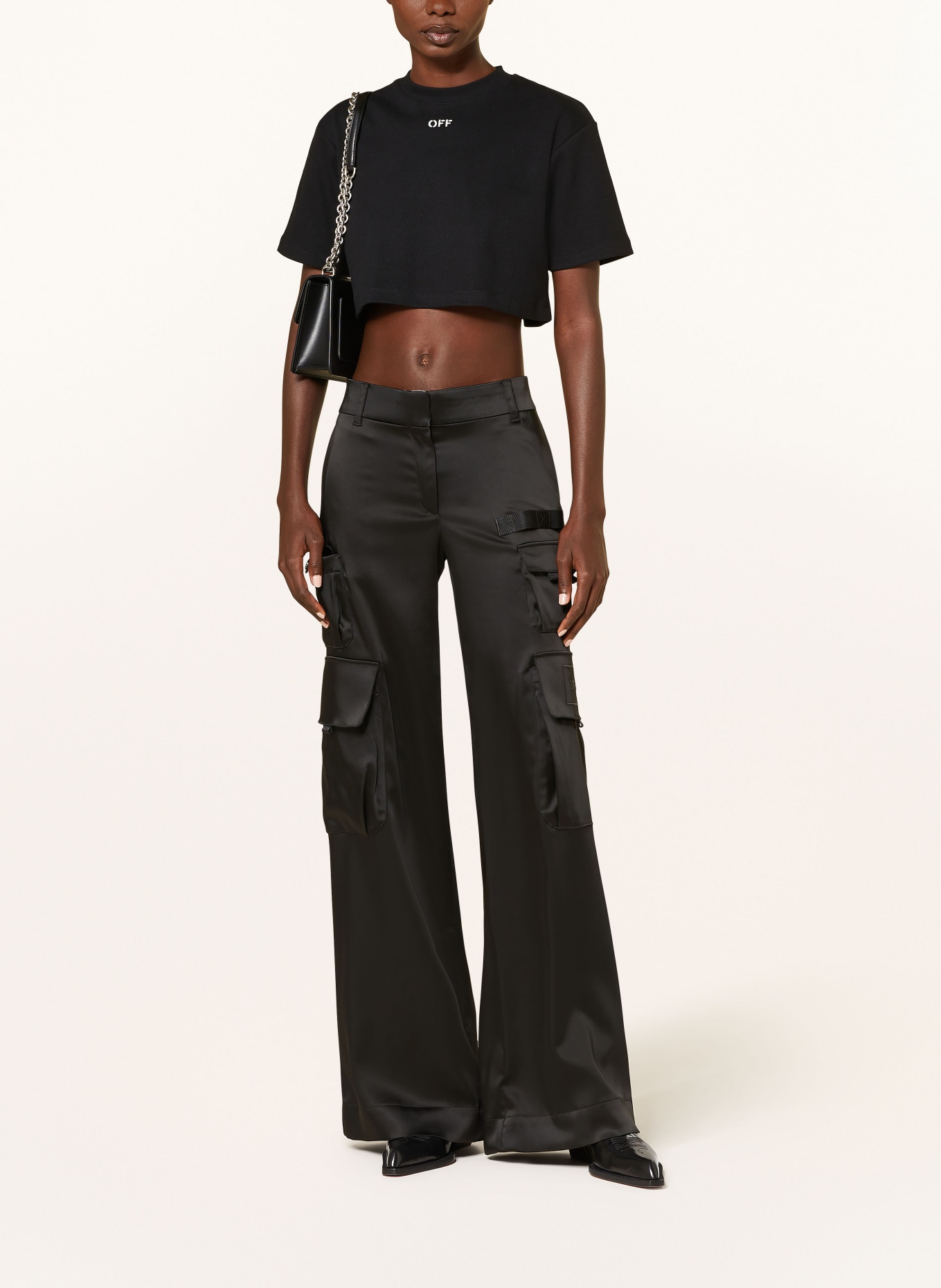 Off-White Cargo pants made of satin, Color: BLACK (Image 2)