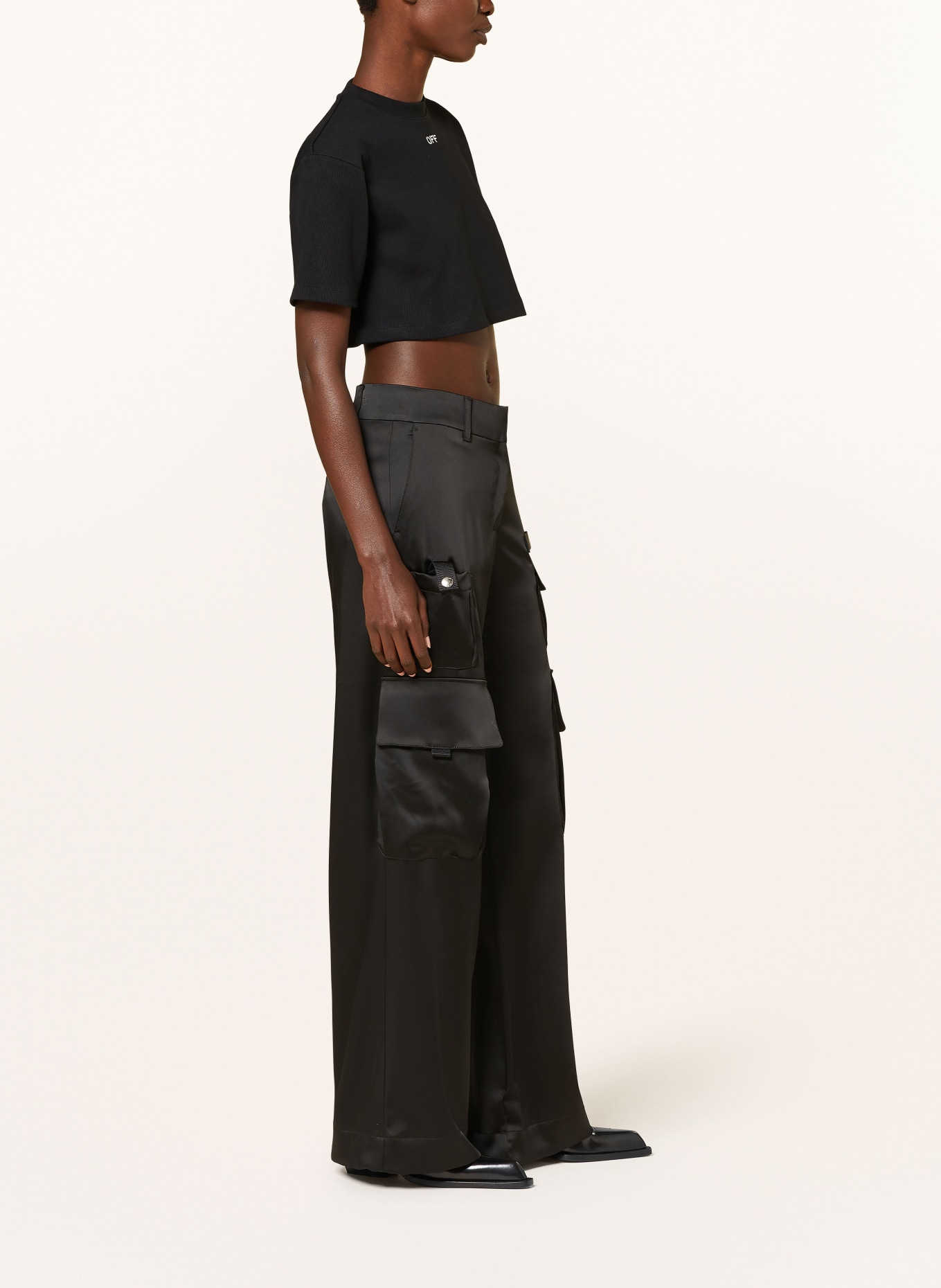 Off-White Cargo pants made of satin, Color: BLACK (Image 4)