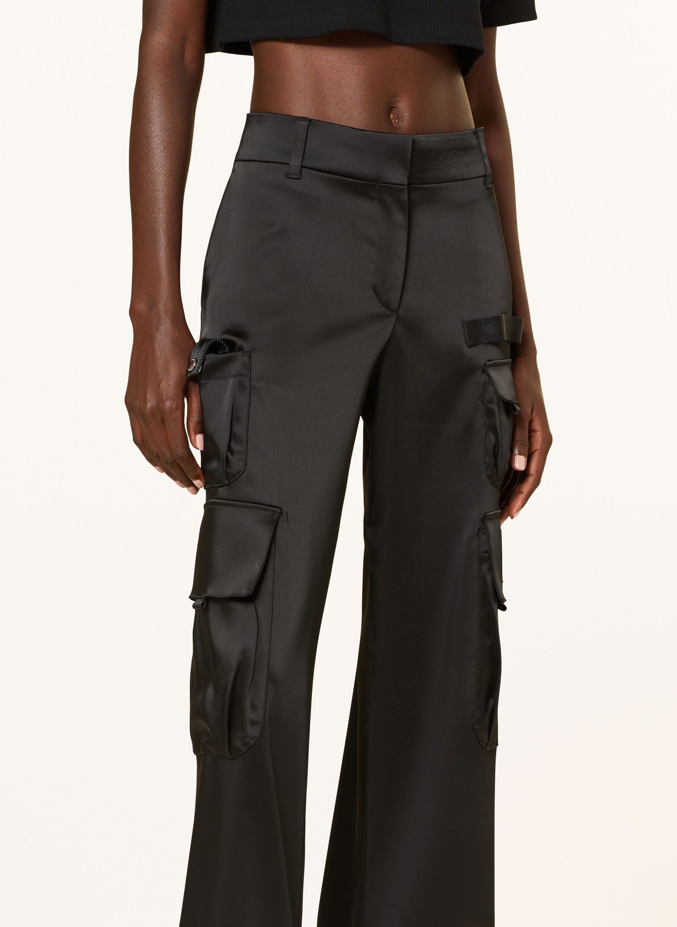 Off-White Cargo pants made of satin, Color: BLACK (Image 5)