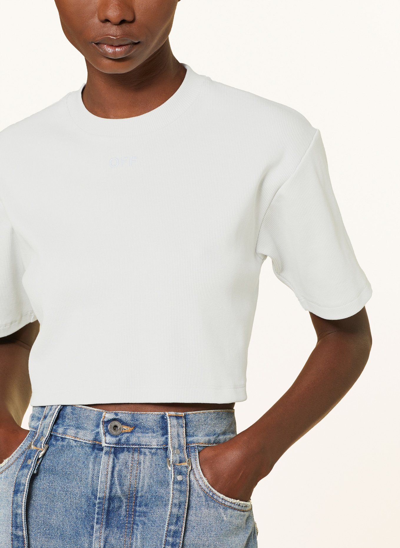 Off-White Cropped tričko, Barva: TMAVĚ MODRÁ (Obrázek 4)