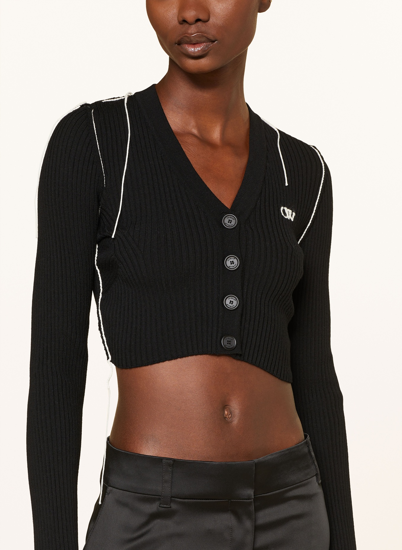 Off-White Cropped cardigan, Color: BLACK (Image 4)