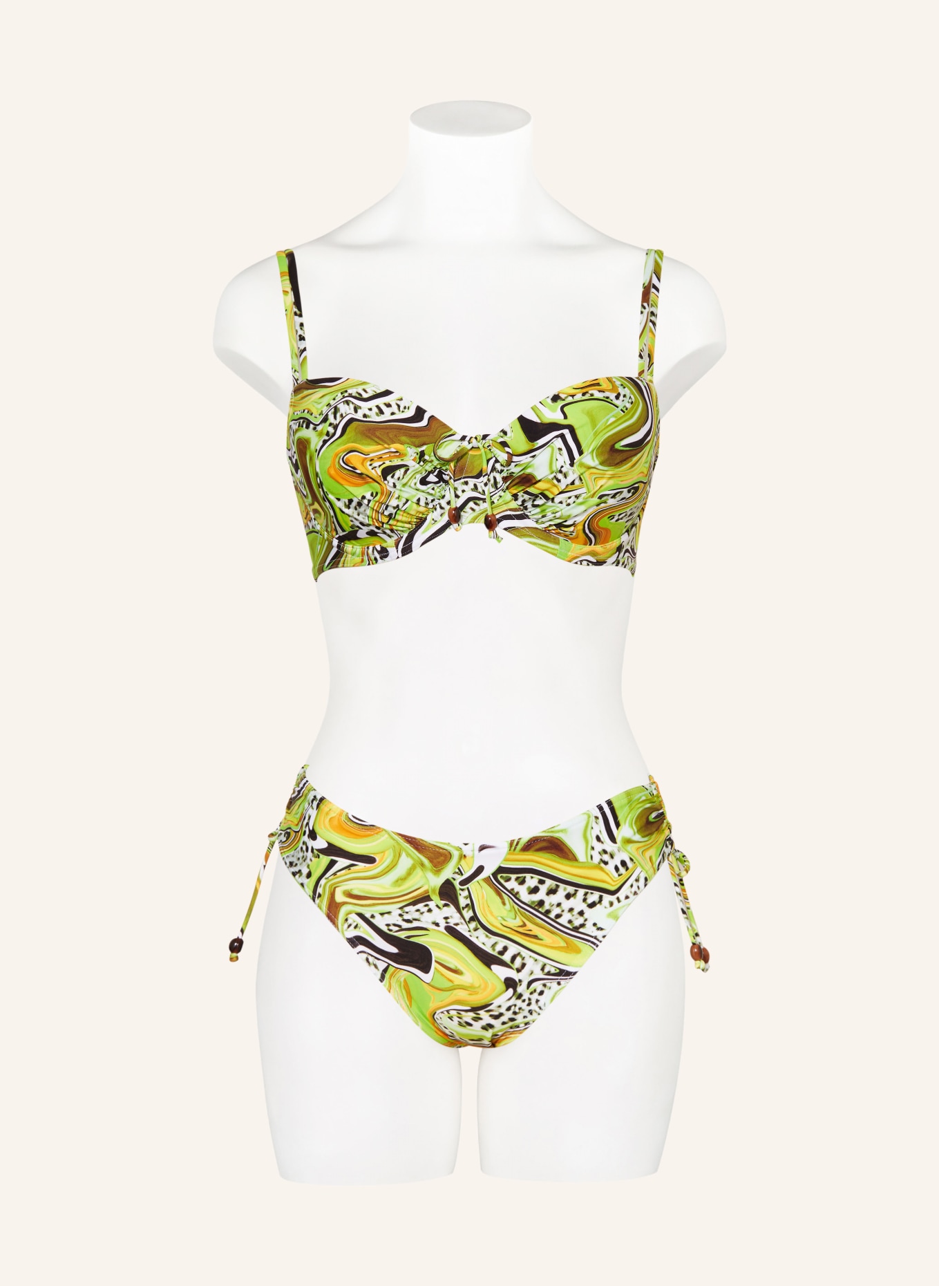 PrimaDonna Balconette bikini top JAGUARAU, Color: LIGHT GREEN/ DARK BROWN/ ORANGE (Image 2)