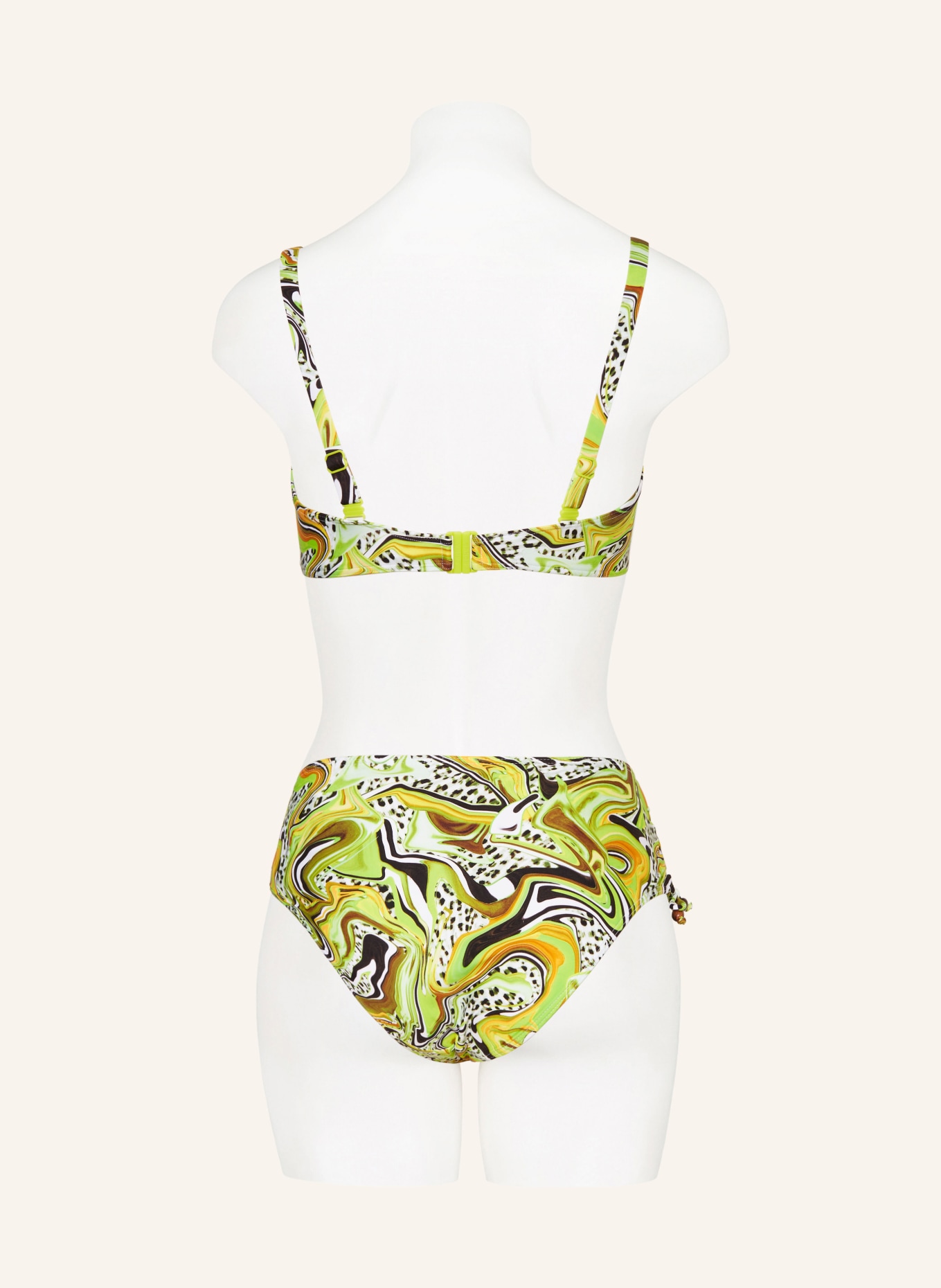 PrimaDonna Underwired bikini top JAGUARAU with decorative beads, Color: LIGHT GREEN/ DARK BROWN/ ORANGE (Image 3)