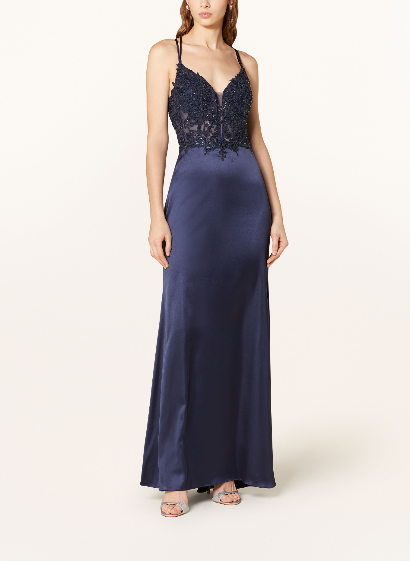 Hey Kyla Abendkleid mit Pailletten und Spitze, Farbe: 300 MARINE (Bild 2)