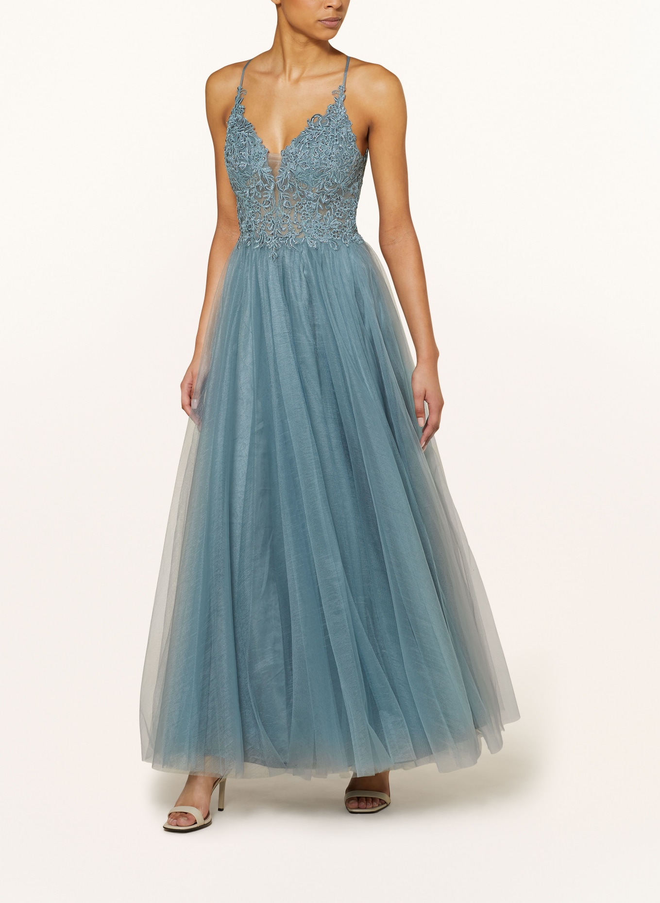 Hey Kyla Evening dress with decorative gems and lace, Color: TURQUOISE (Image 5)