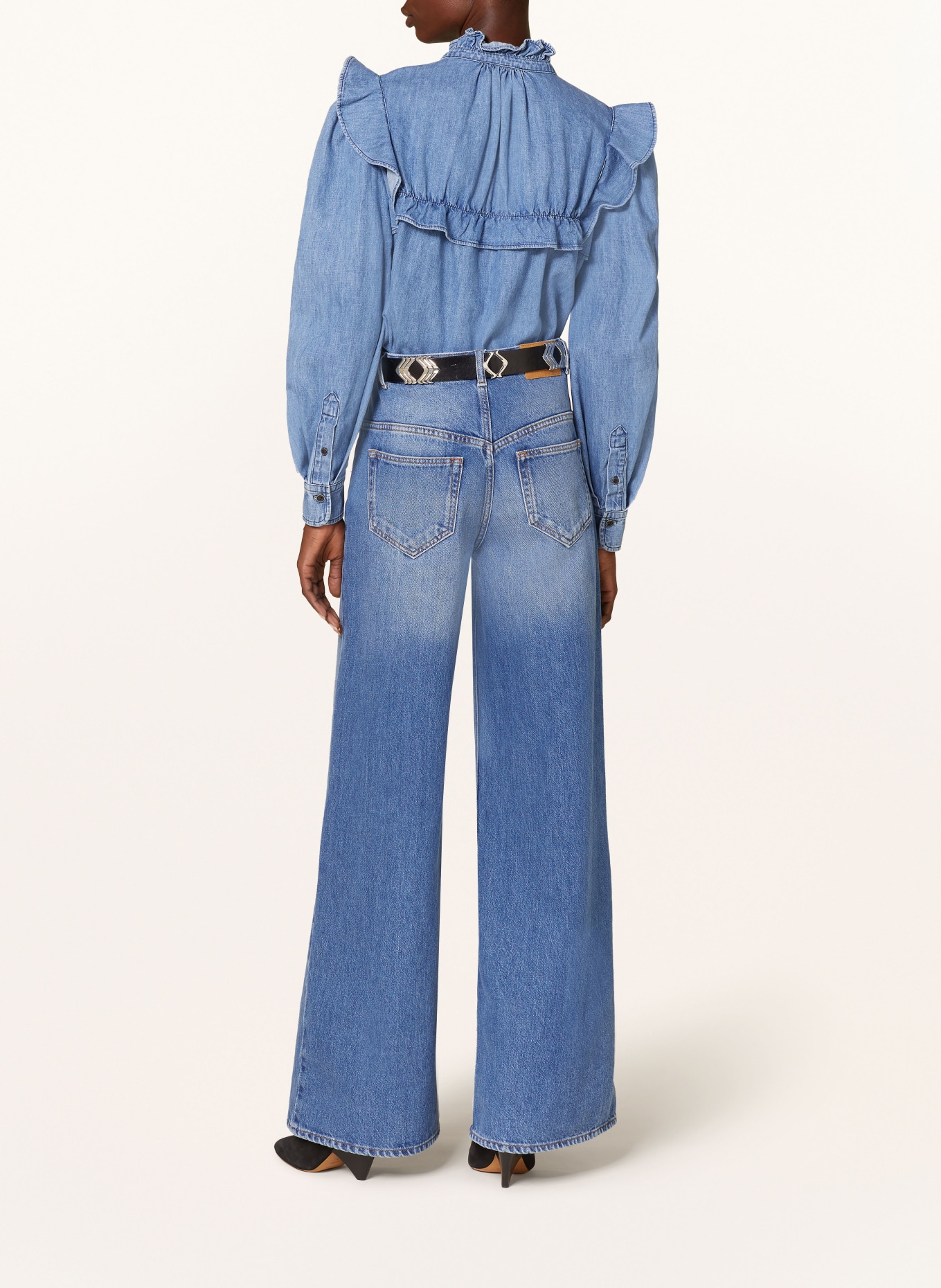 MARANT ÉTOILE Bluzka jeansowa IDETY z wolantami, Kolor: NIEBIESKI (Obrazek 3)