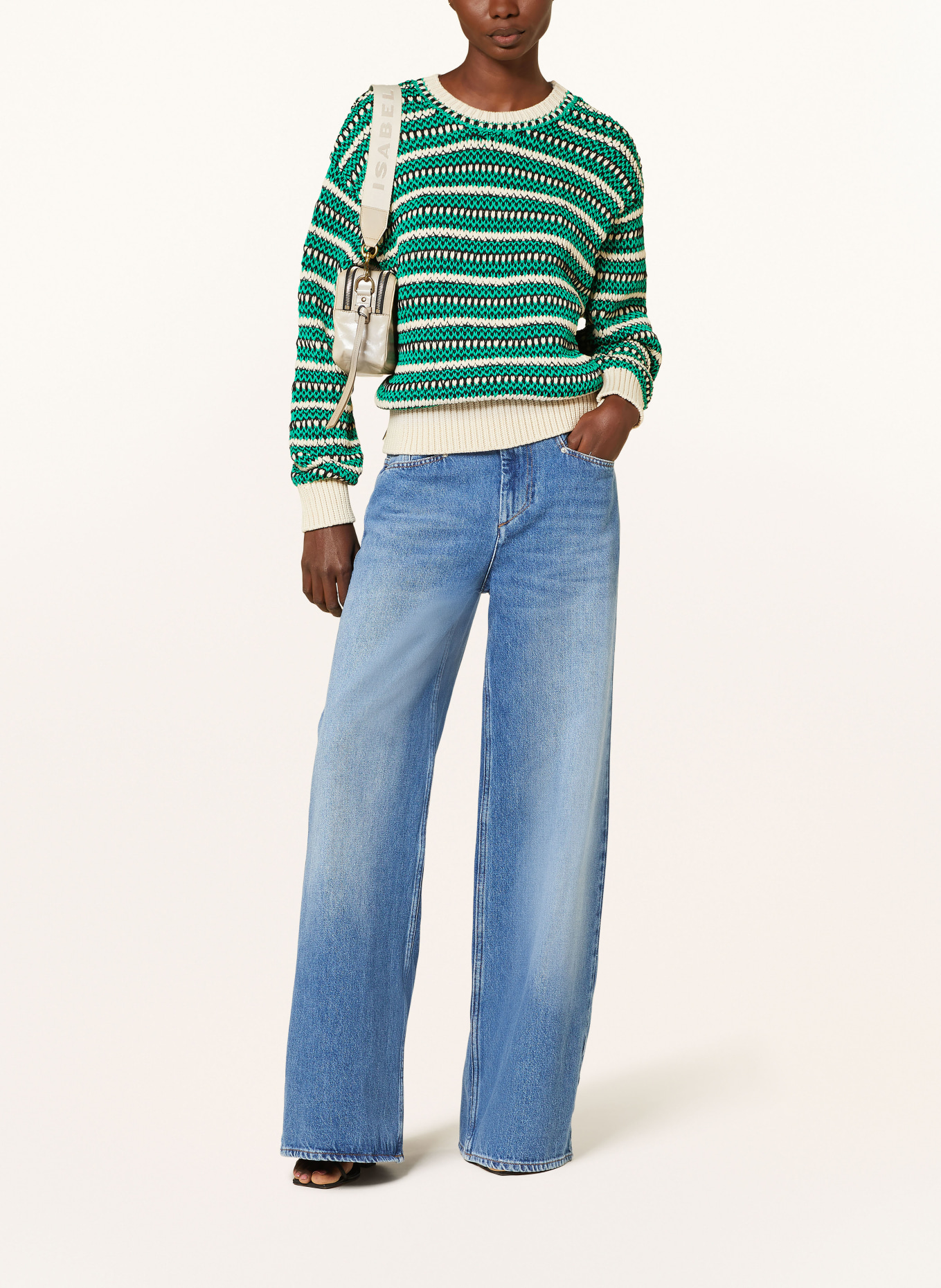 MARANT ÉTOILE Sweater HILO, Color: GREEN/ WHITE (Image 2)