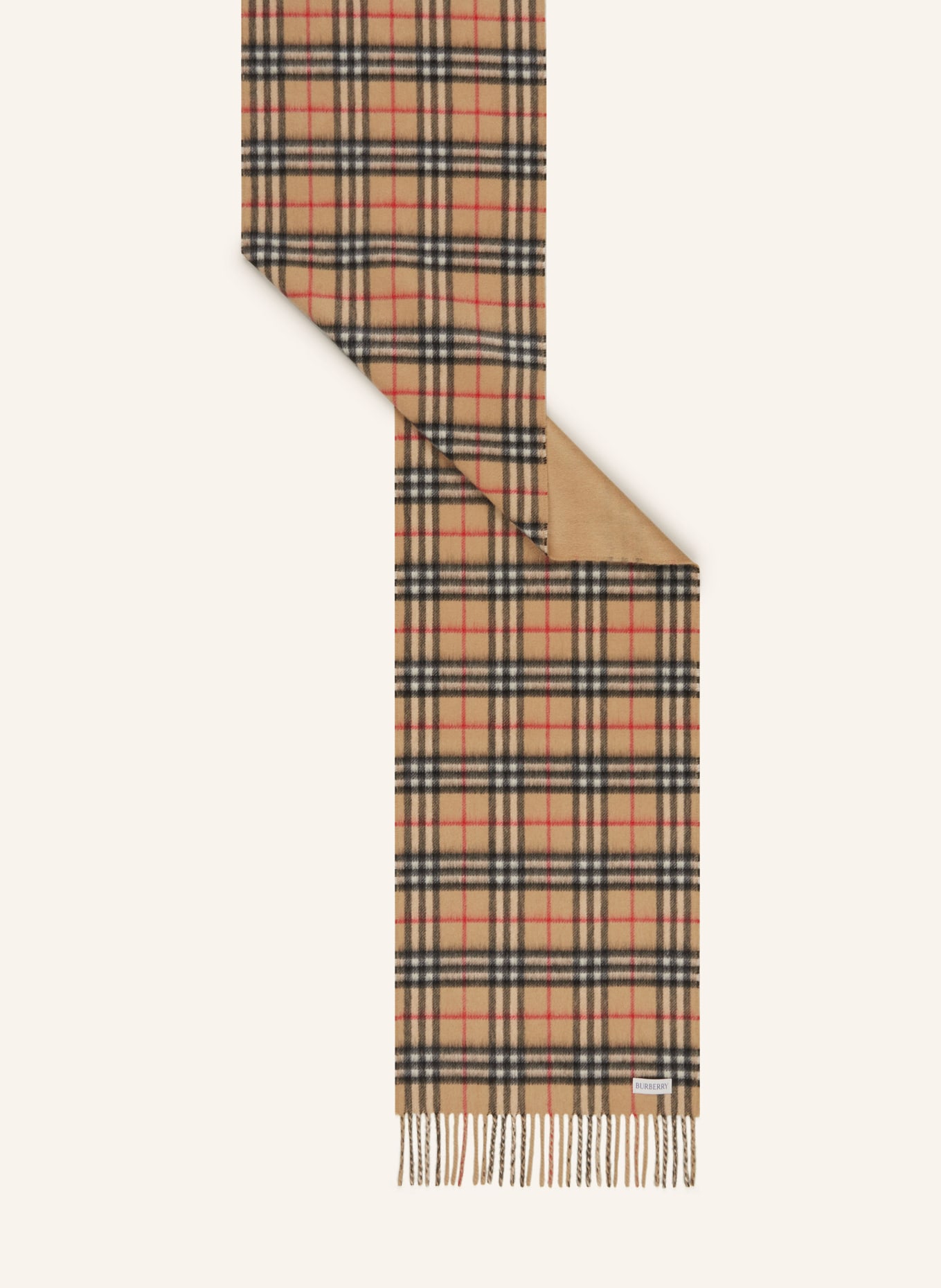 BURBERRY Cashmere scarf, Color: CAMEL/ WHITE/ RED (Image 2)