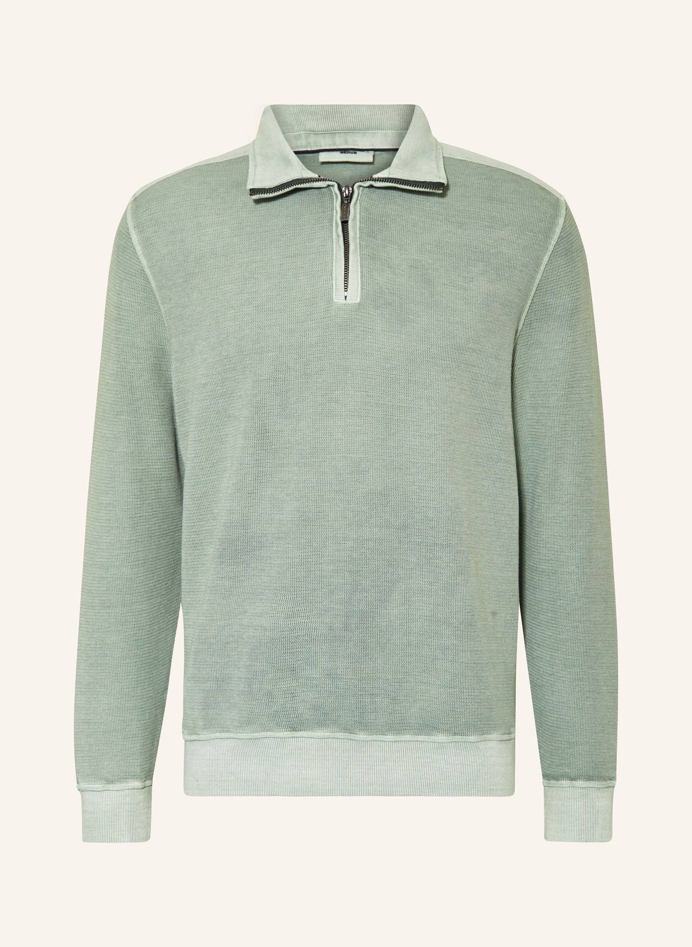 STROKESMAN'S Half-zip sweater in sweatshirt fabric, Color: GREEN (Image 1)