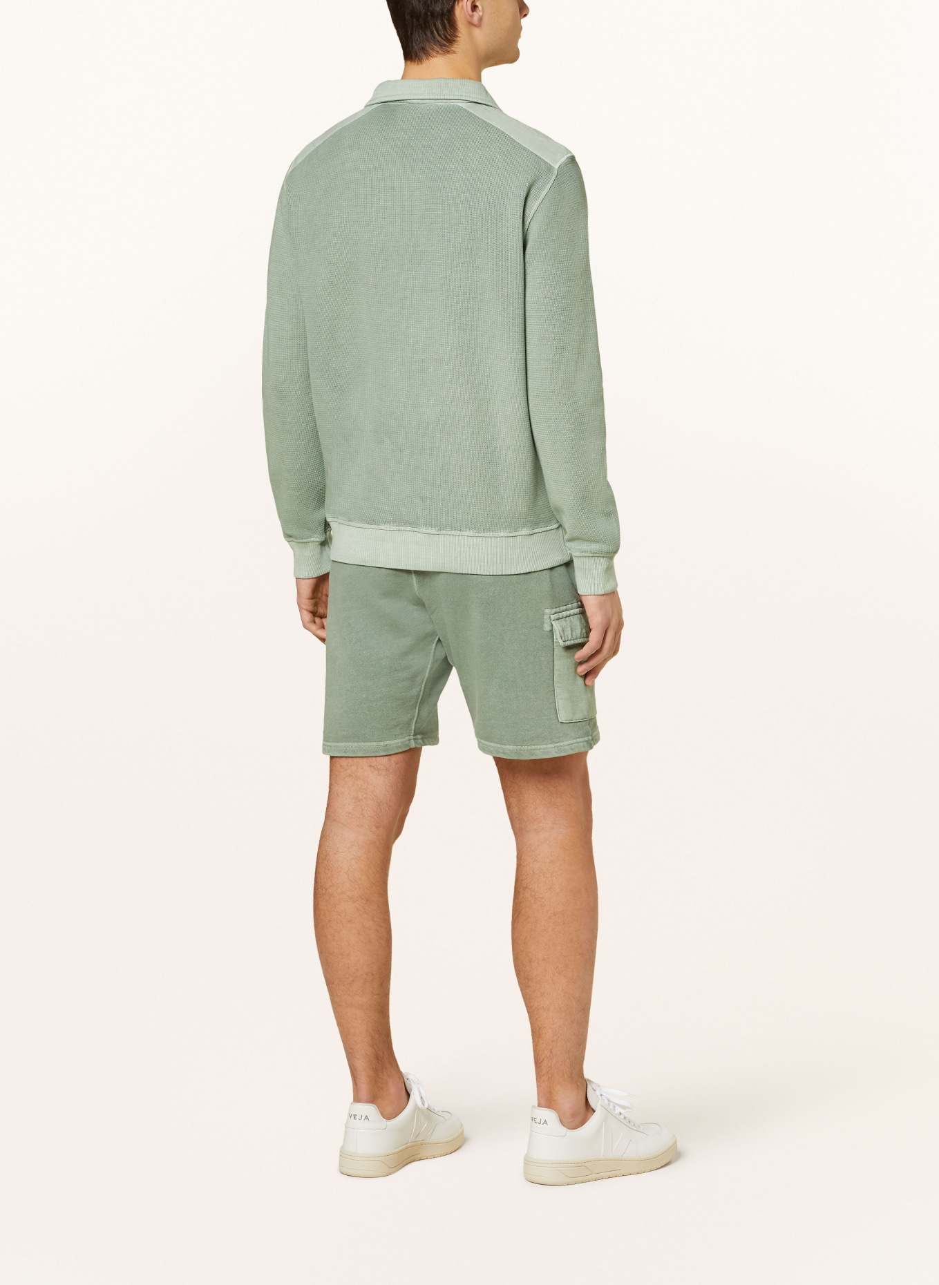 STROKESMAN'S Half-zip sweater in sweatshirt fabric, Color: GREEN (Image 3)