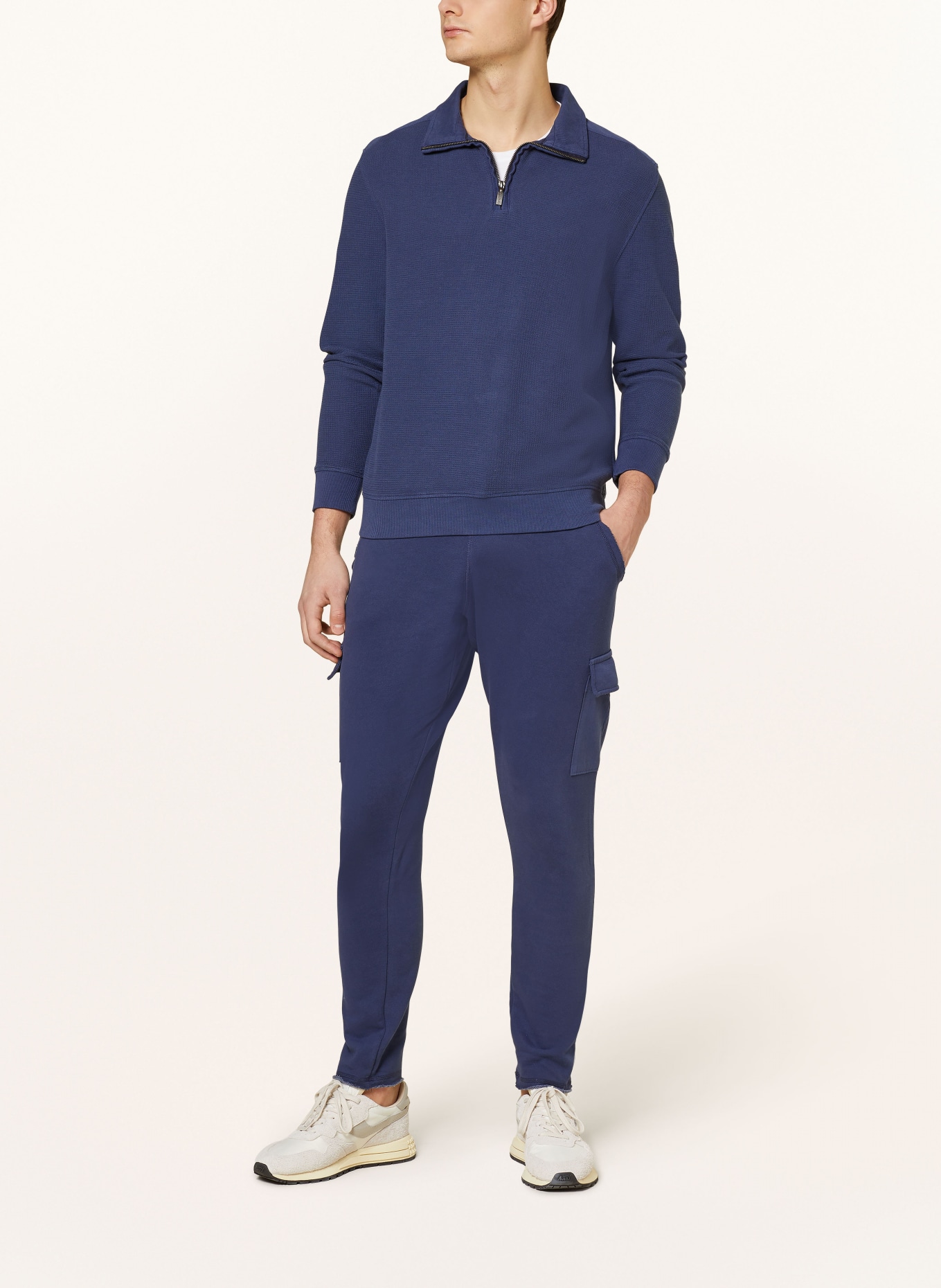 STROKESMAN'S Half-zip sweater in sweatshirt fabric: DARK BLUE