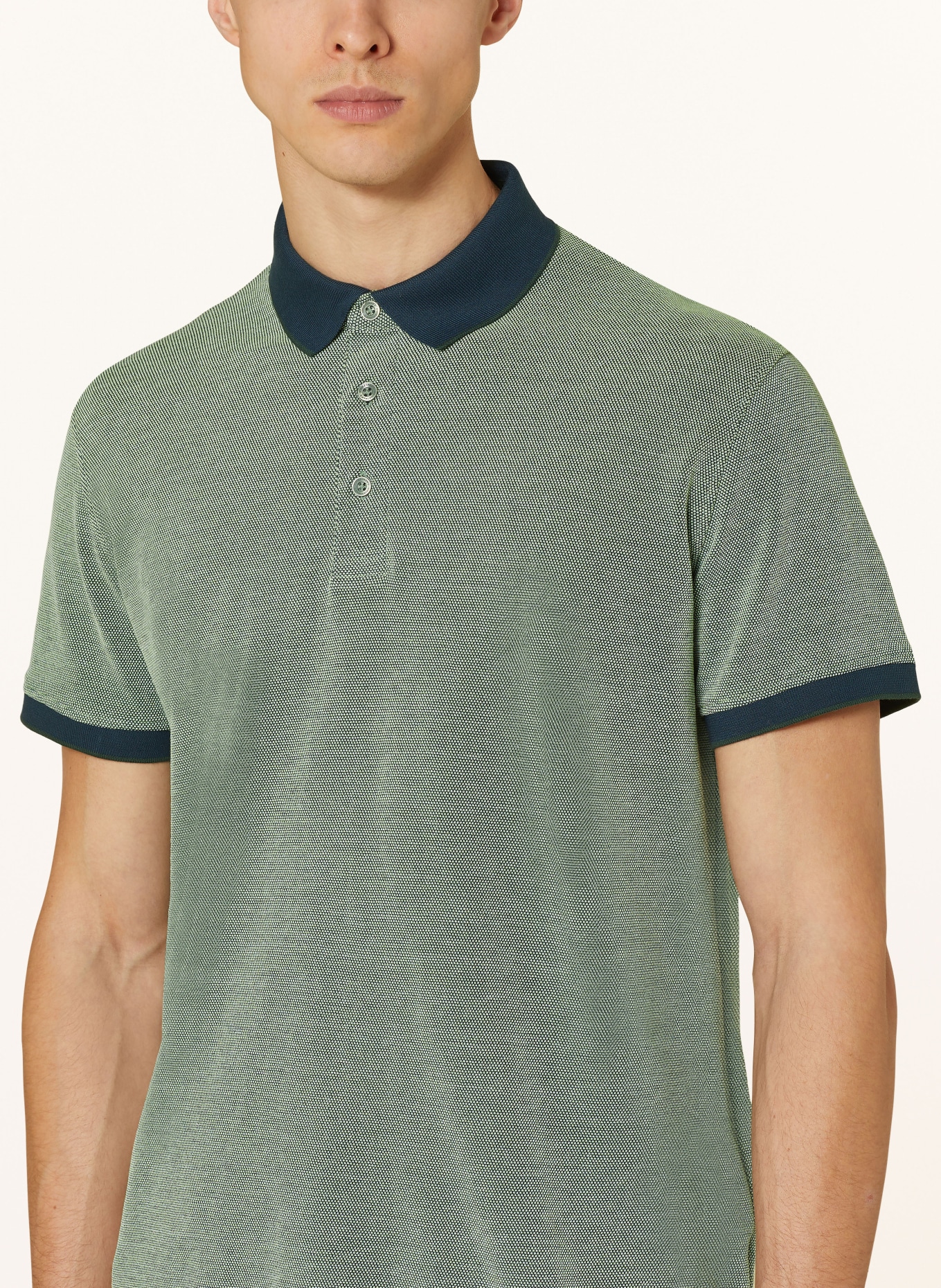 STROKESMAN'S Piqué polo shirt, Color: LIGHT GREEN/ BLUE (Image 4)