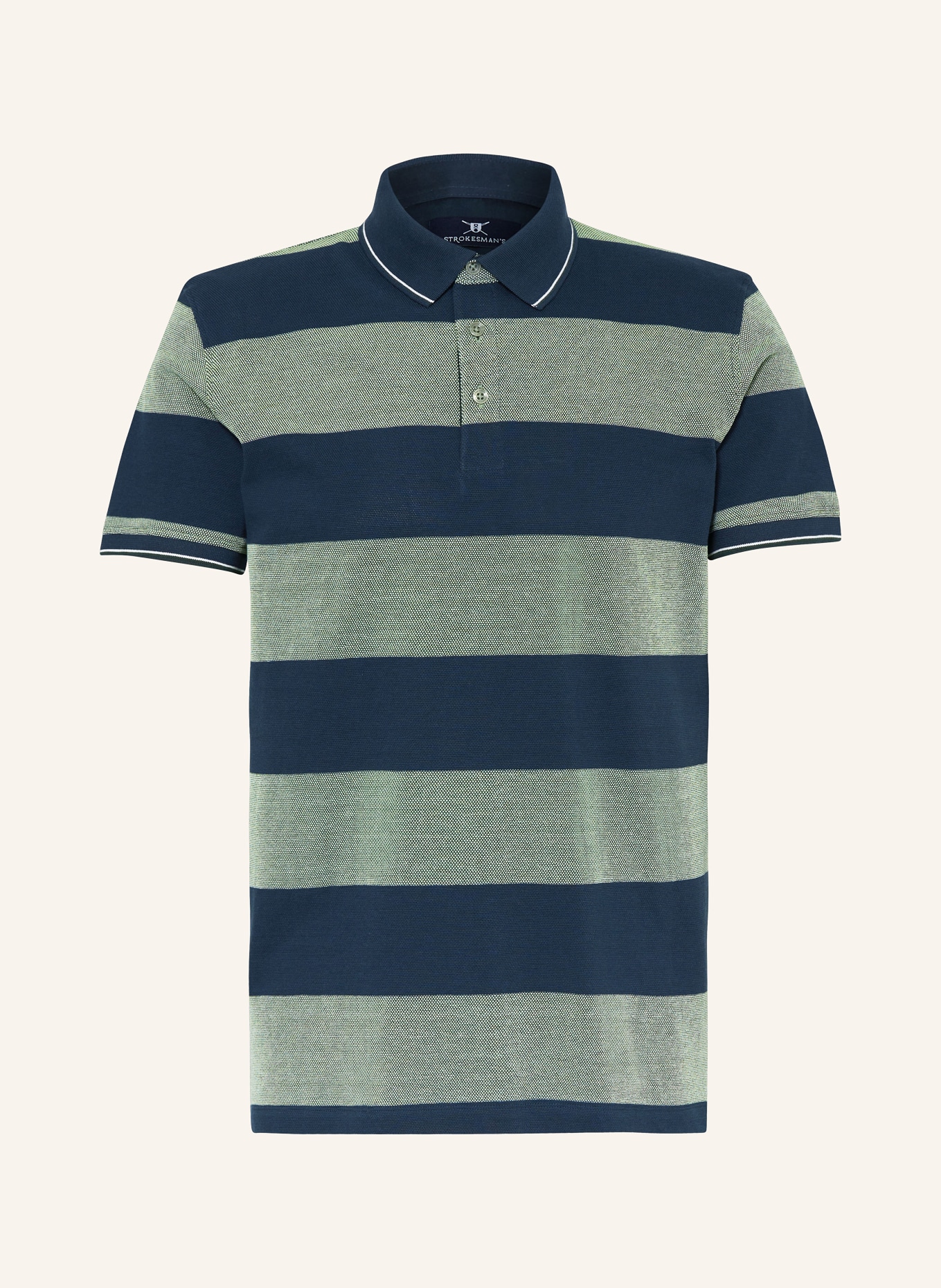 STROKESMAN'S Piqué polo shirt, Color: DARK BLUE/ GREEN/ WHITE (Image 1)