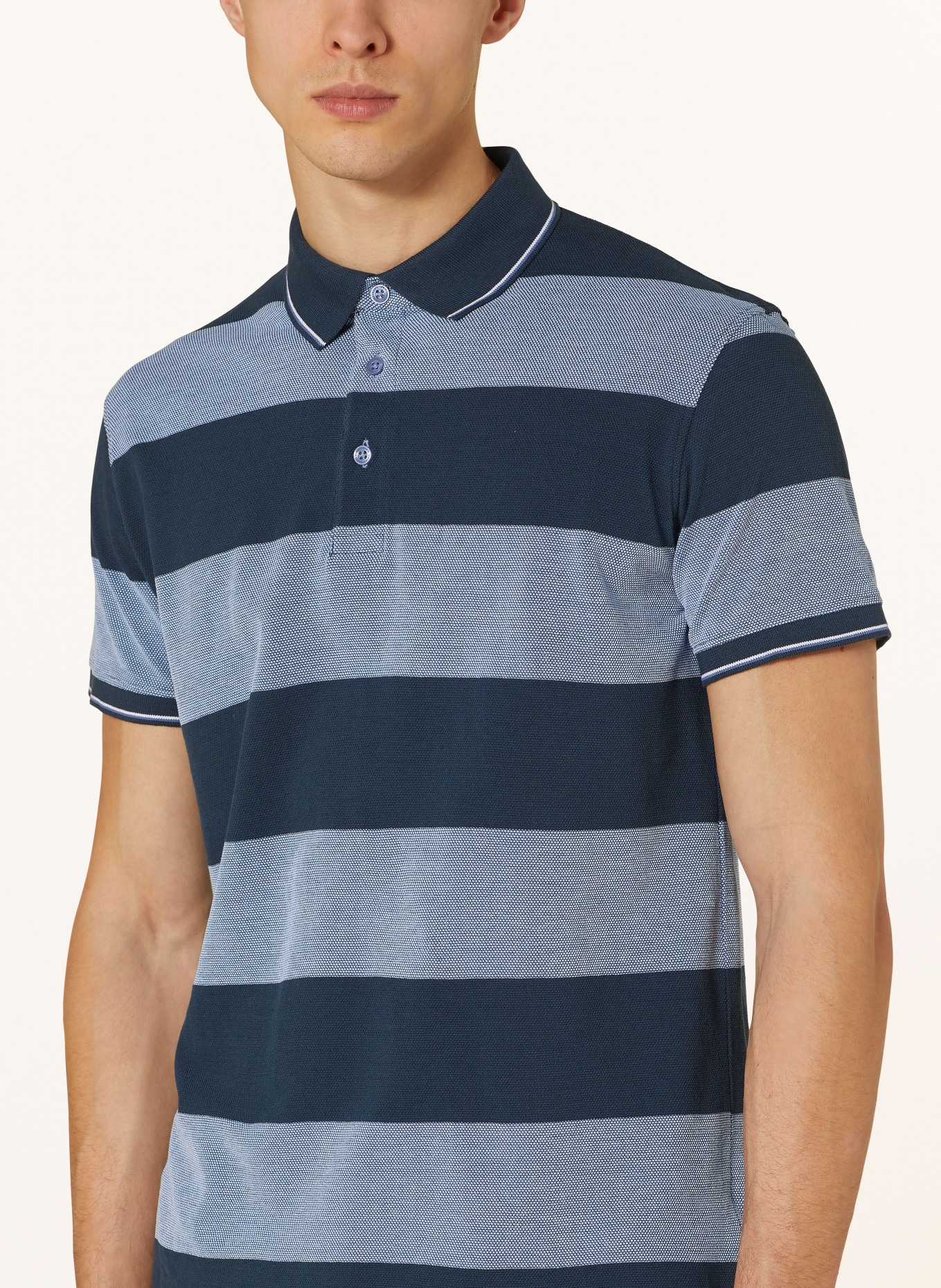 STROKESMAN'S Piqué-Poloshirt: DUNKELBLAU / HELLBLAU