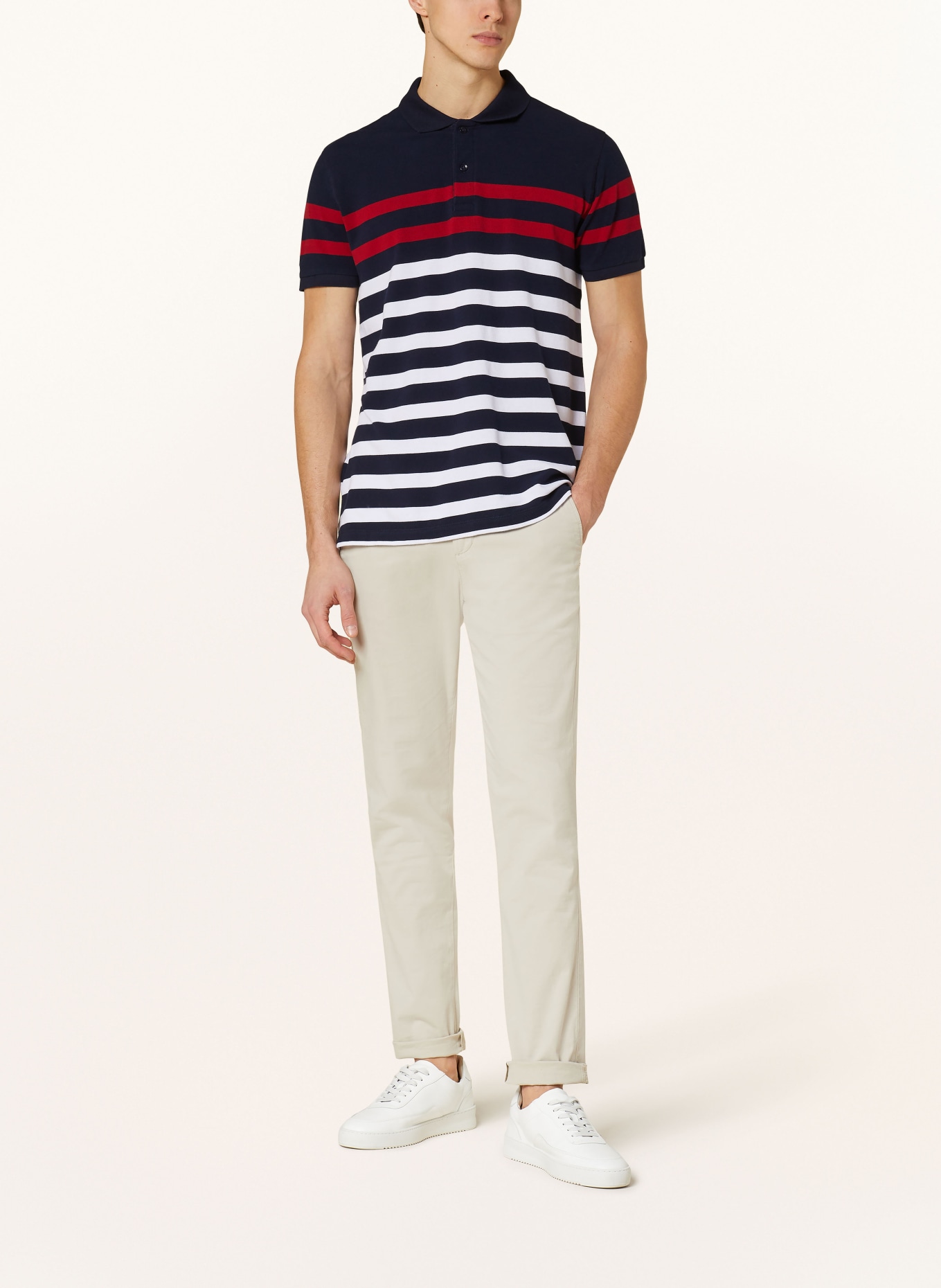 STROKESMAN'S Piqué polo shirt, Color: DARK BLUE/ WHITE/ RED (Image 2)