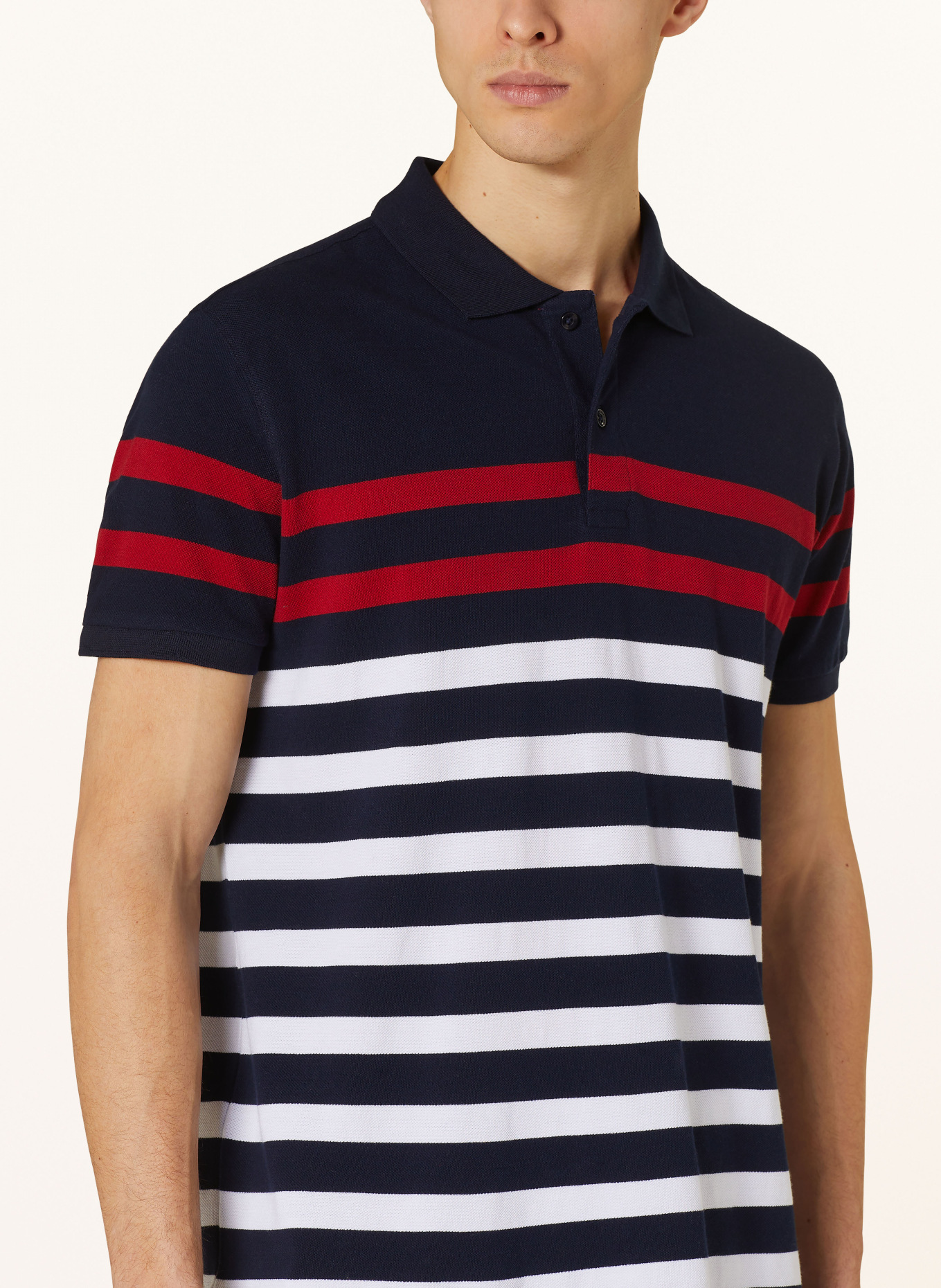 STROKESMAN'S Piqué polo shirt, Color: DARK BLUE/ WHITE/ RED (Image 4)