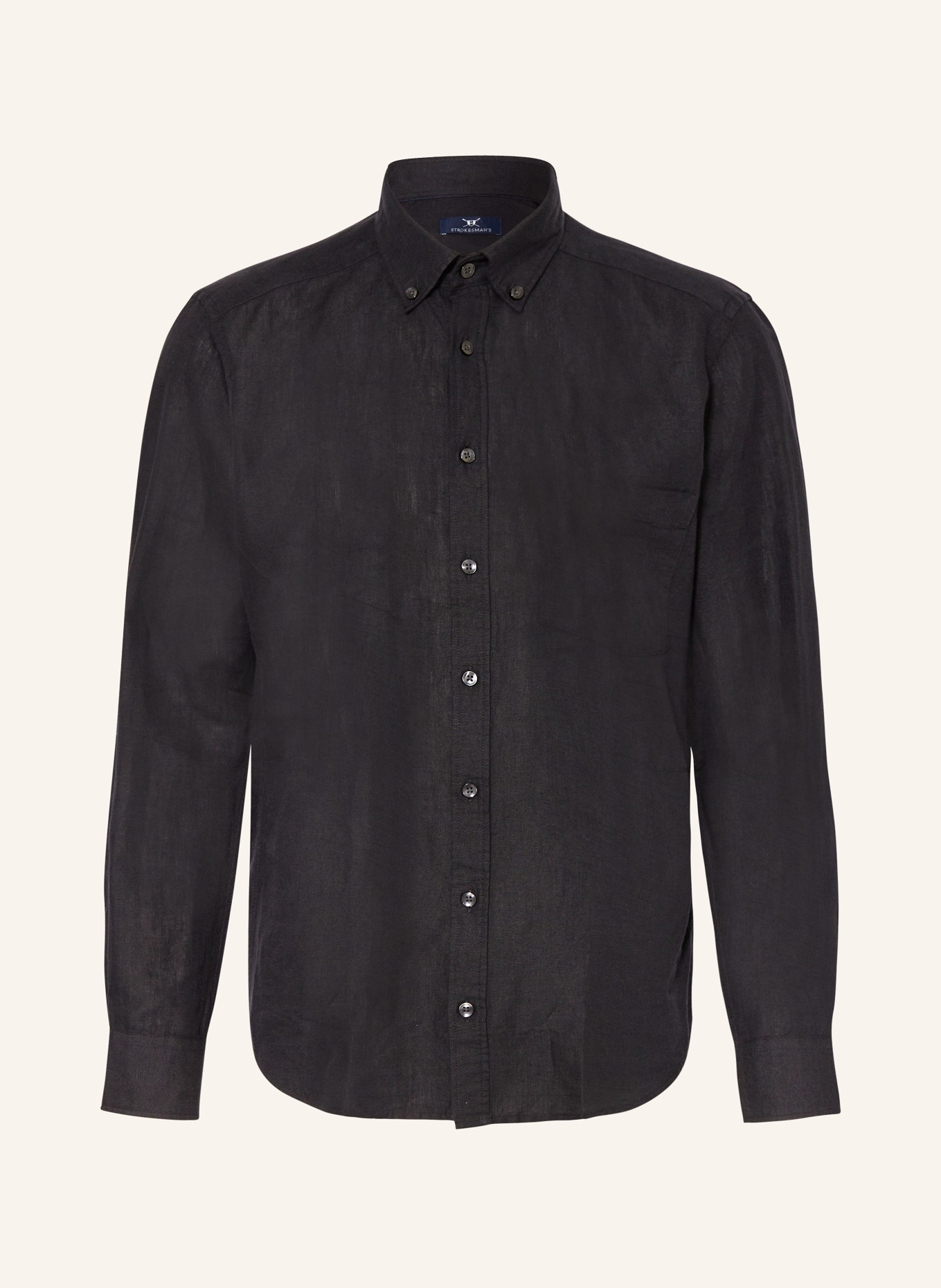 STROKESMAN'S Shirt regular fit with linen, Color: BLACK (Image 1)