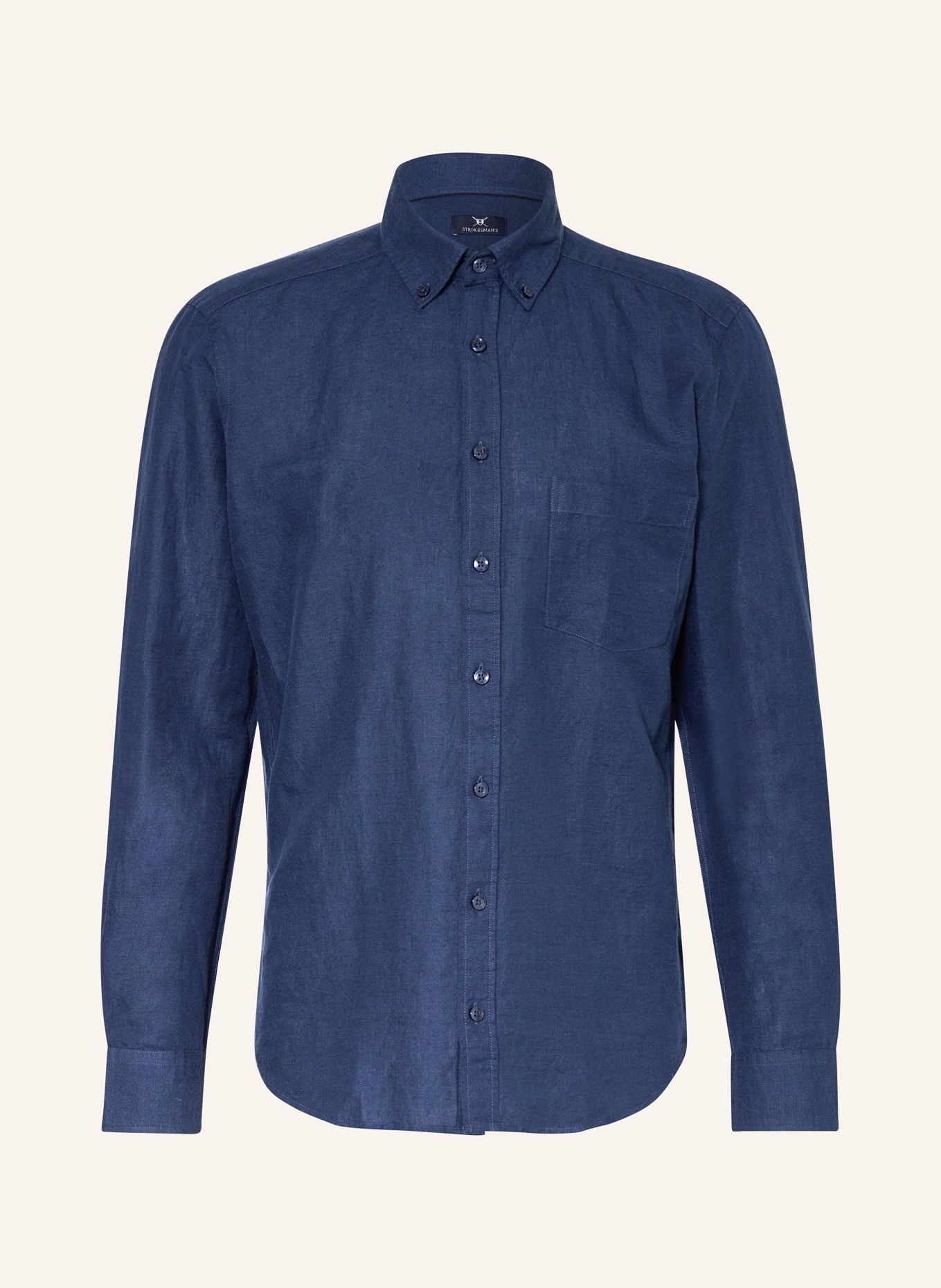 STROKESMAN'S Shirt regular fit with linen, Color: 78717 navy (Image 1)