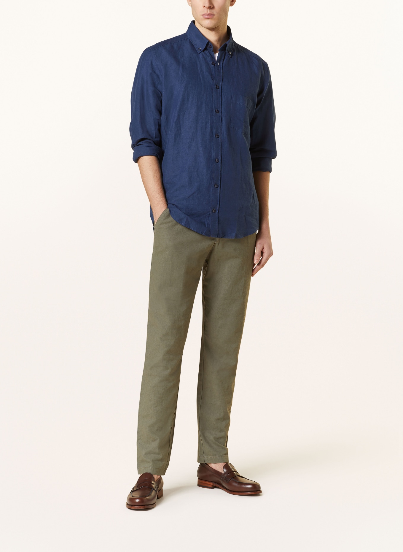 STROKESMAN'S Shirt regular fit with linen, Color: 78717 navy (Image 2)