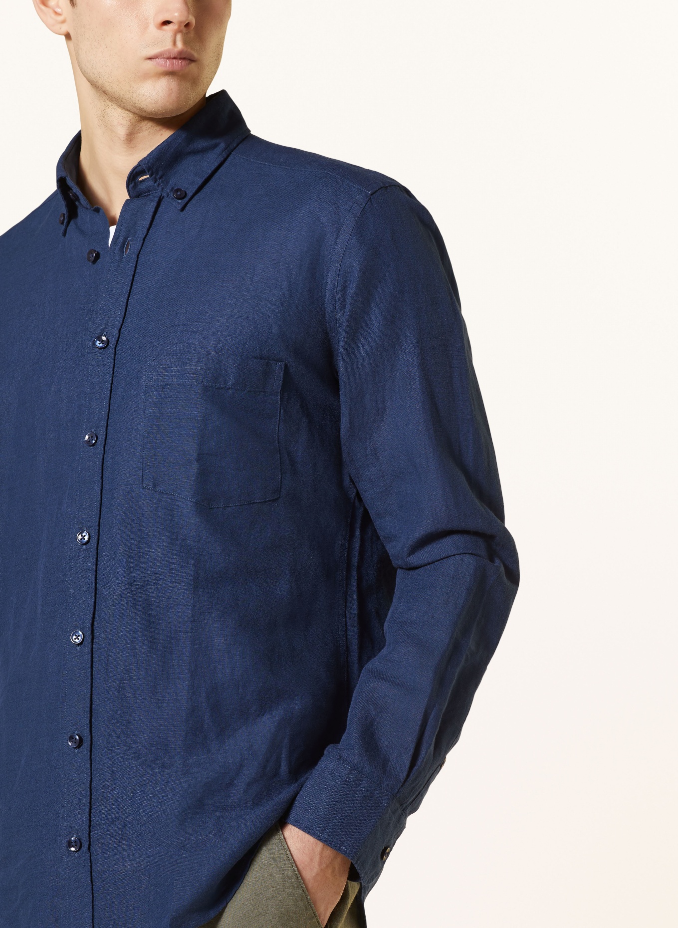 STROKESMAN'S Shirt regular fit with linen, Color: 78717 navy (Image 4)