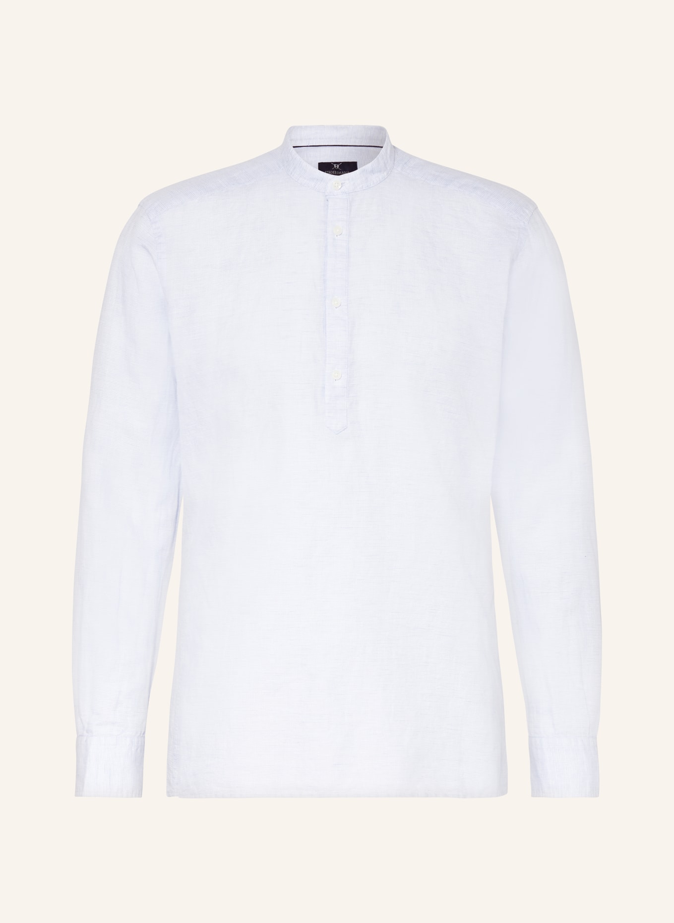 STROKESMAN'S Shirt regular fit with stand-up collar and linen, Color: LIGHT BLUE (Image 1)